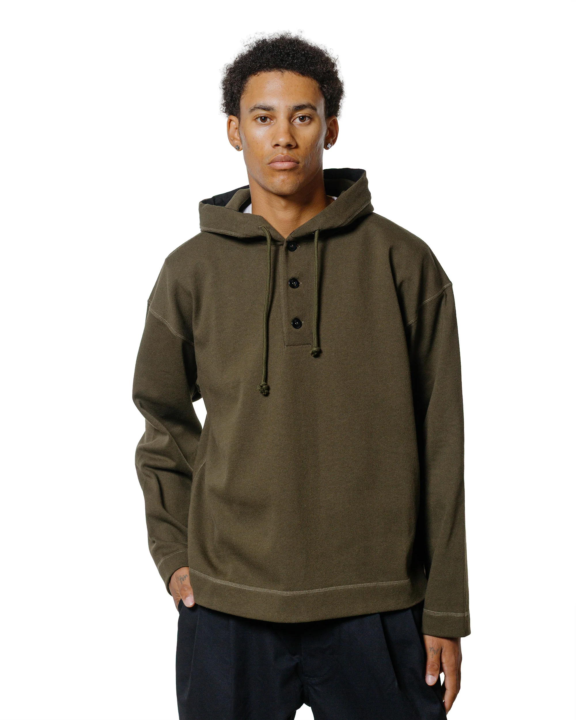 MHL Button Hoodie Open End Jersey Seaweed - Image 2