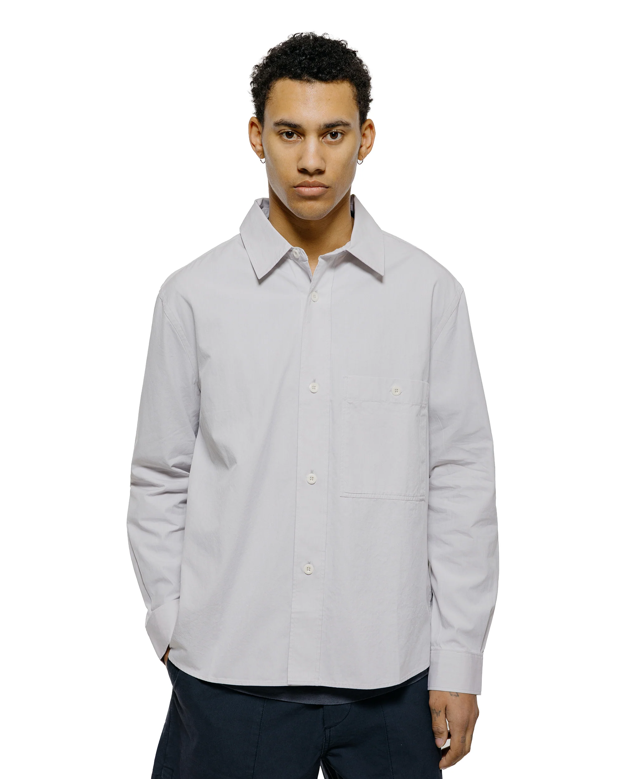 MHL Overall Shirt Plainweave Cotton Canvas Pebble - Image 2