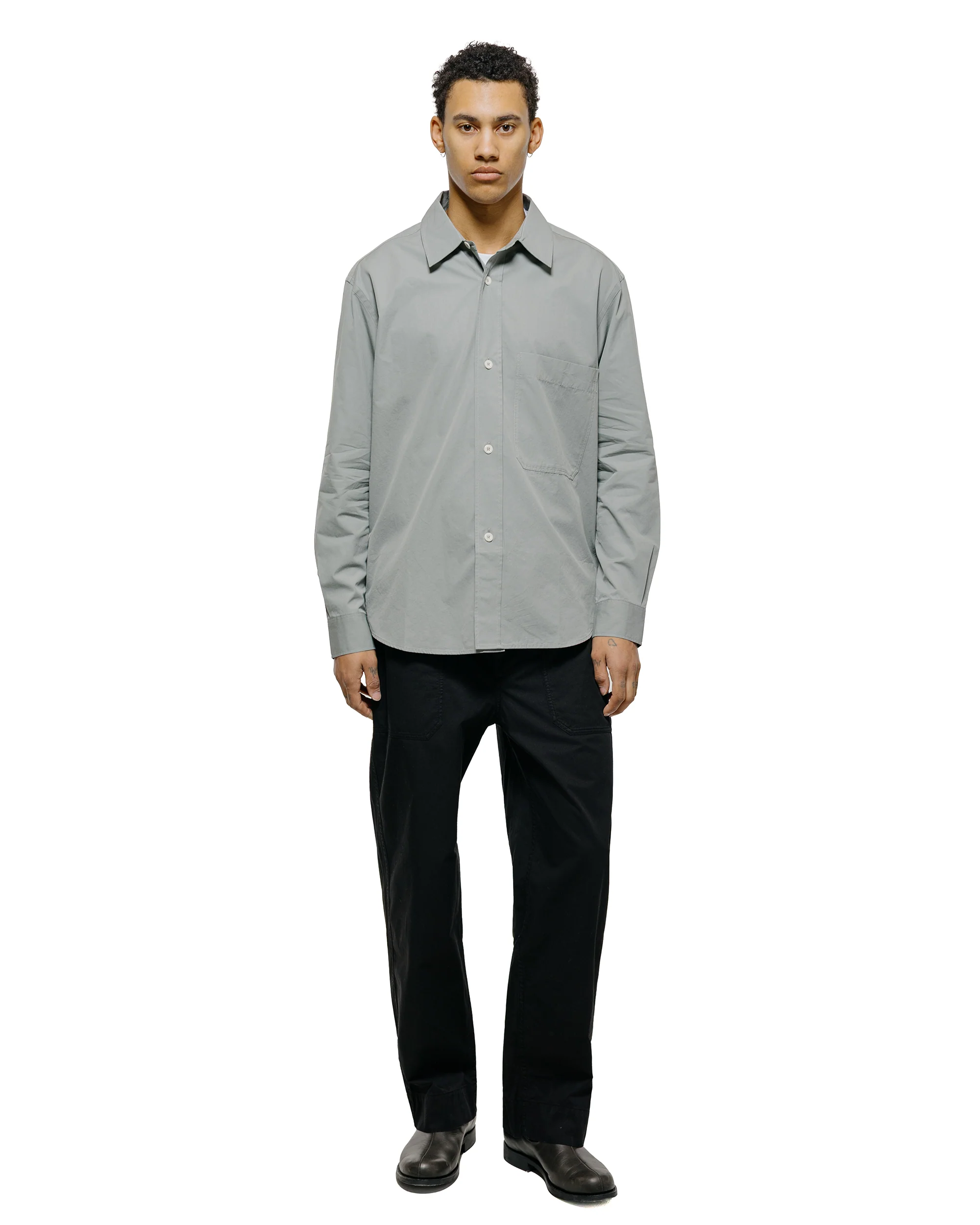 MHL Patch Pocket Utility Trousers Matte Cotton Twill Black - Image 4