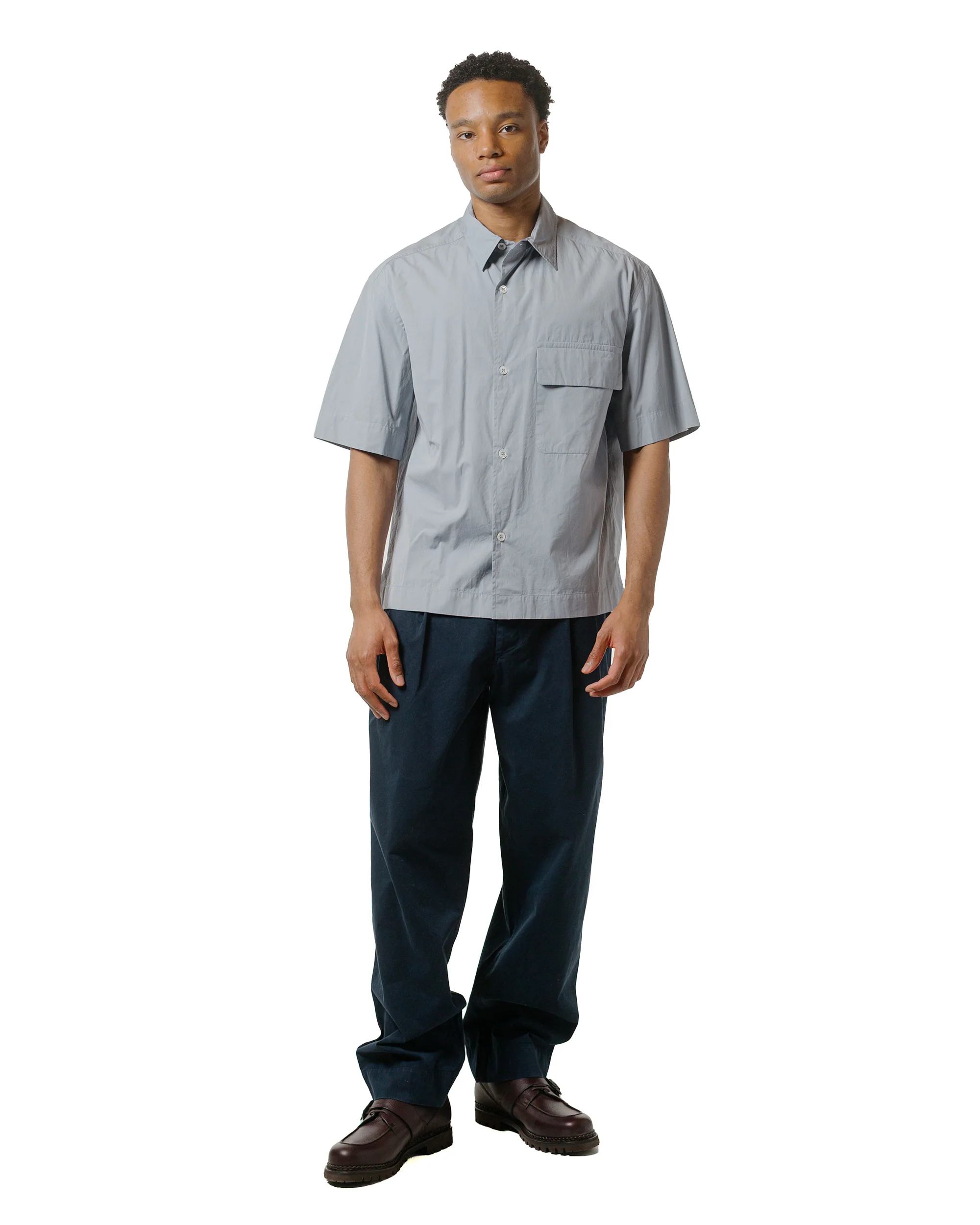 MHL Stitch Pleat Trouser Tough Cotton Twill Dark Ink - Image 4