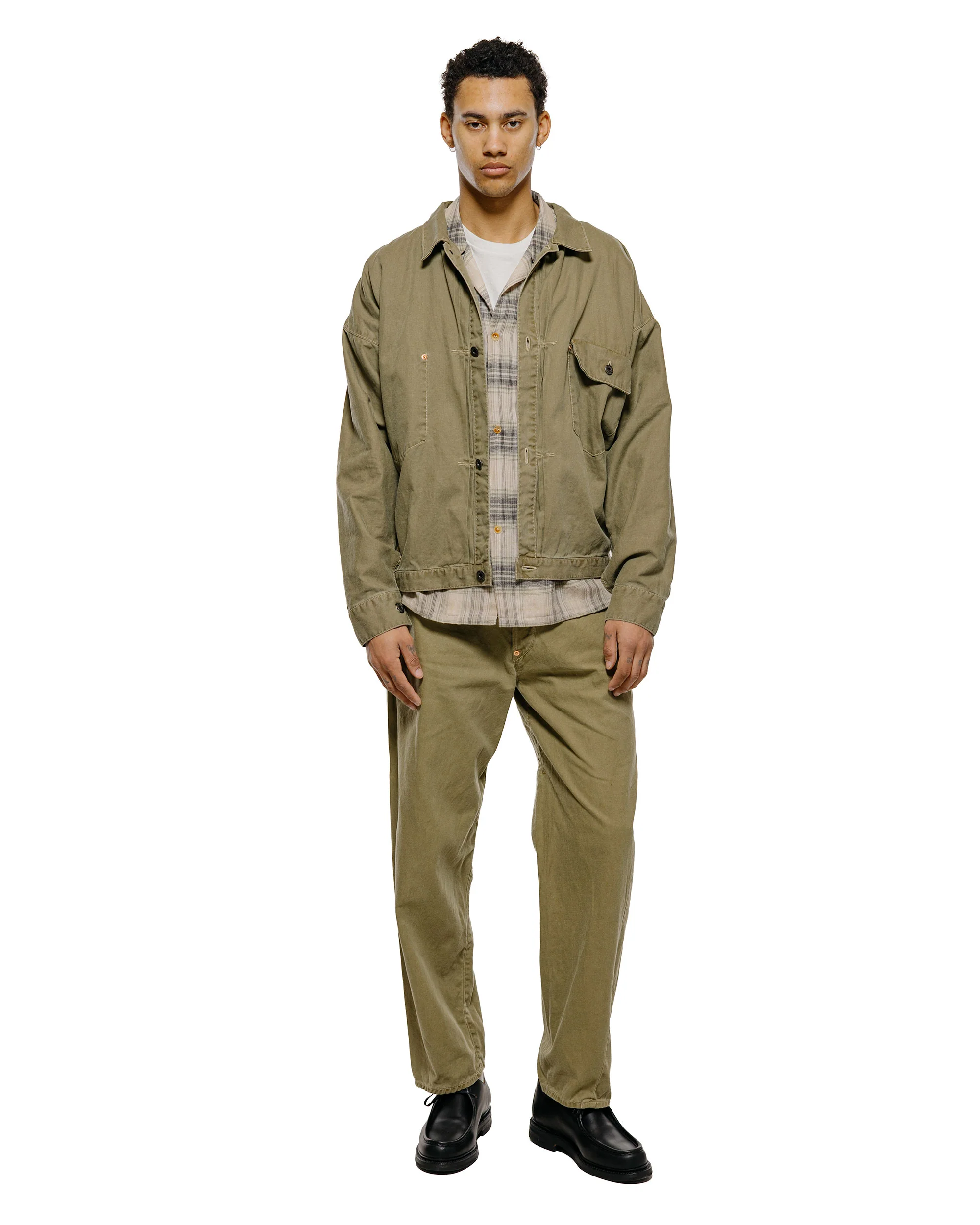 NICENESS Thom Open Collar Jacket Shirt Light Green - Image 4