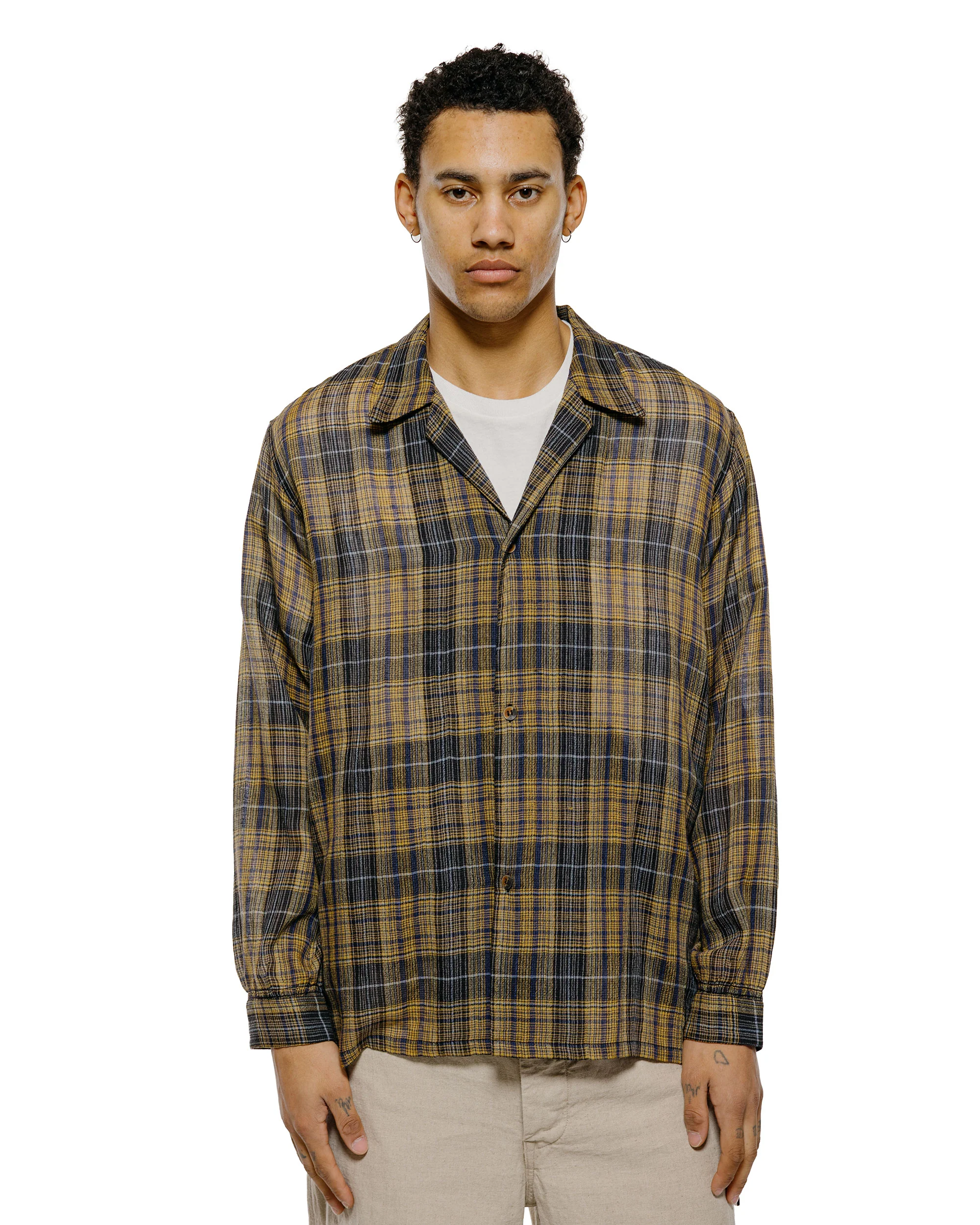 NICENESS Thom Open Collar Jacket Shirt Yellow - Image 2