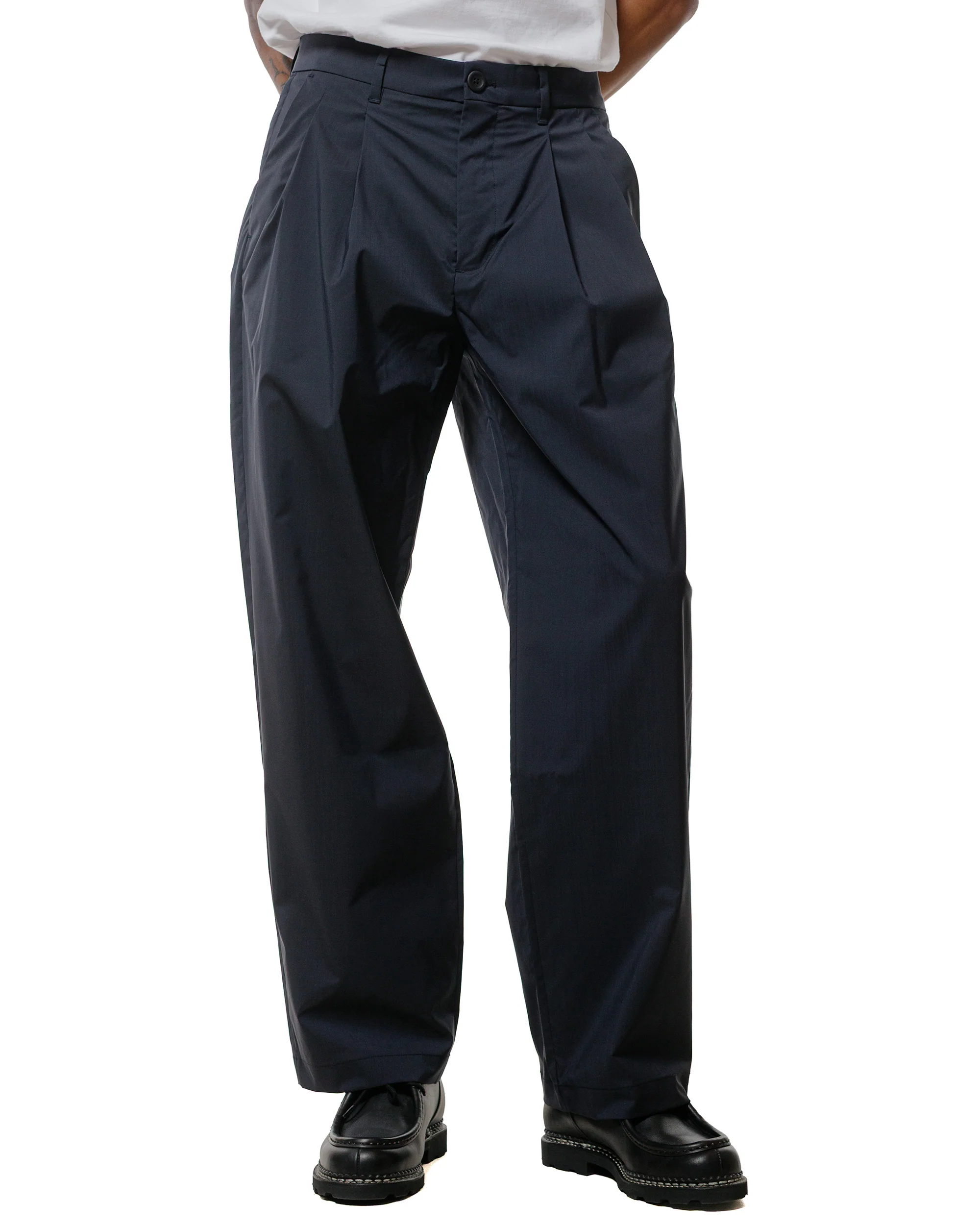 Norse Projects Benn Relaxed Cavalry Cotton Wool Pleated Trouser Dark Navy - Image 2