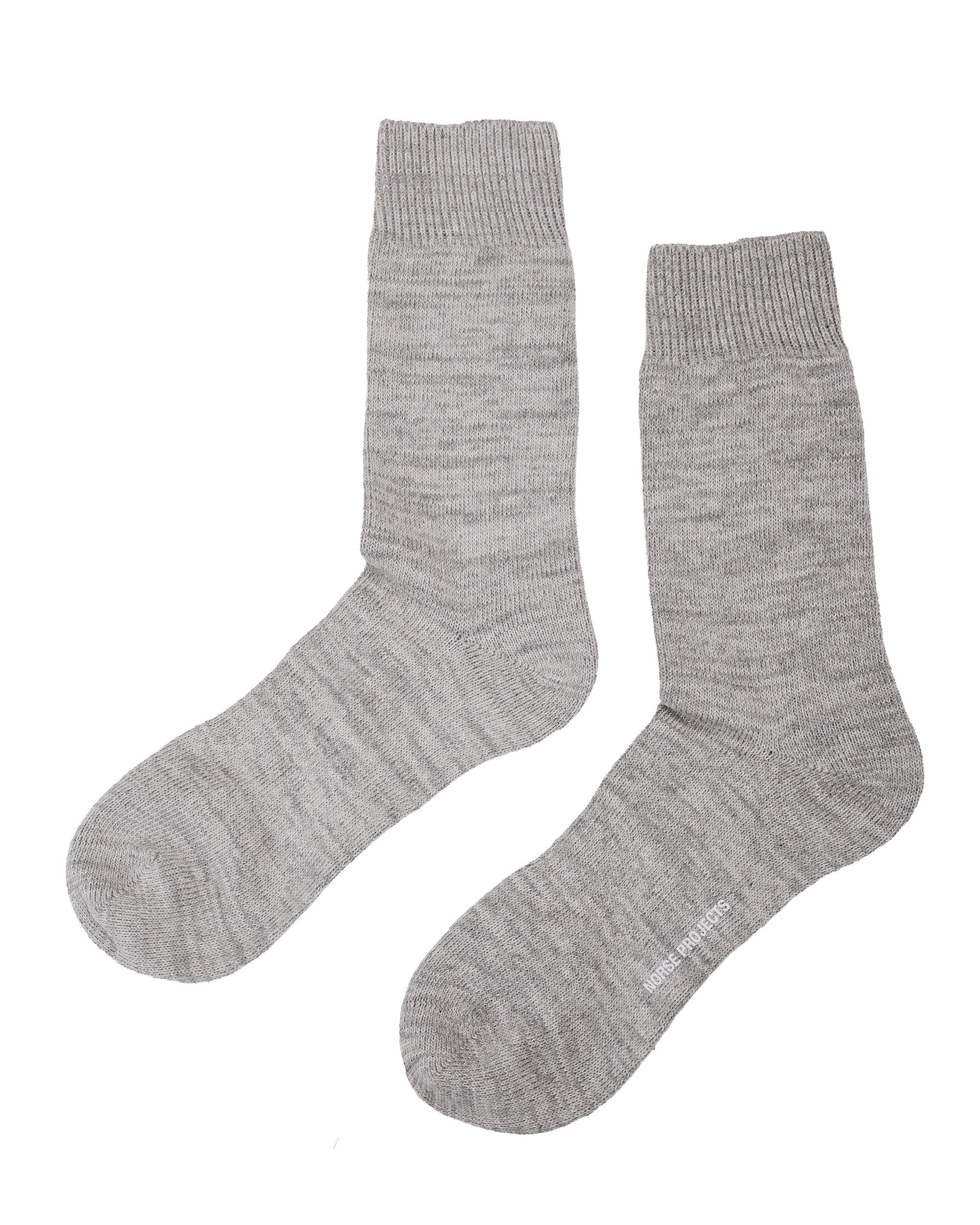 Norse Projects Bykle Heavy Cotton Twist Sock Light Grey Melange - Image 2