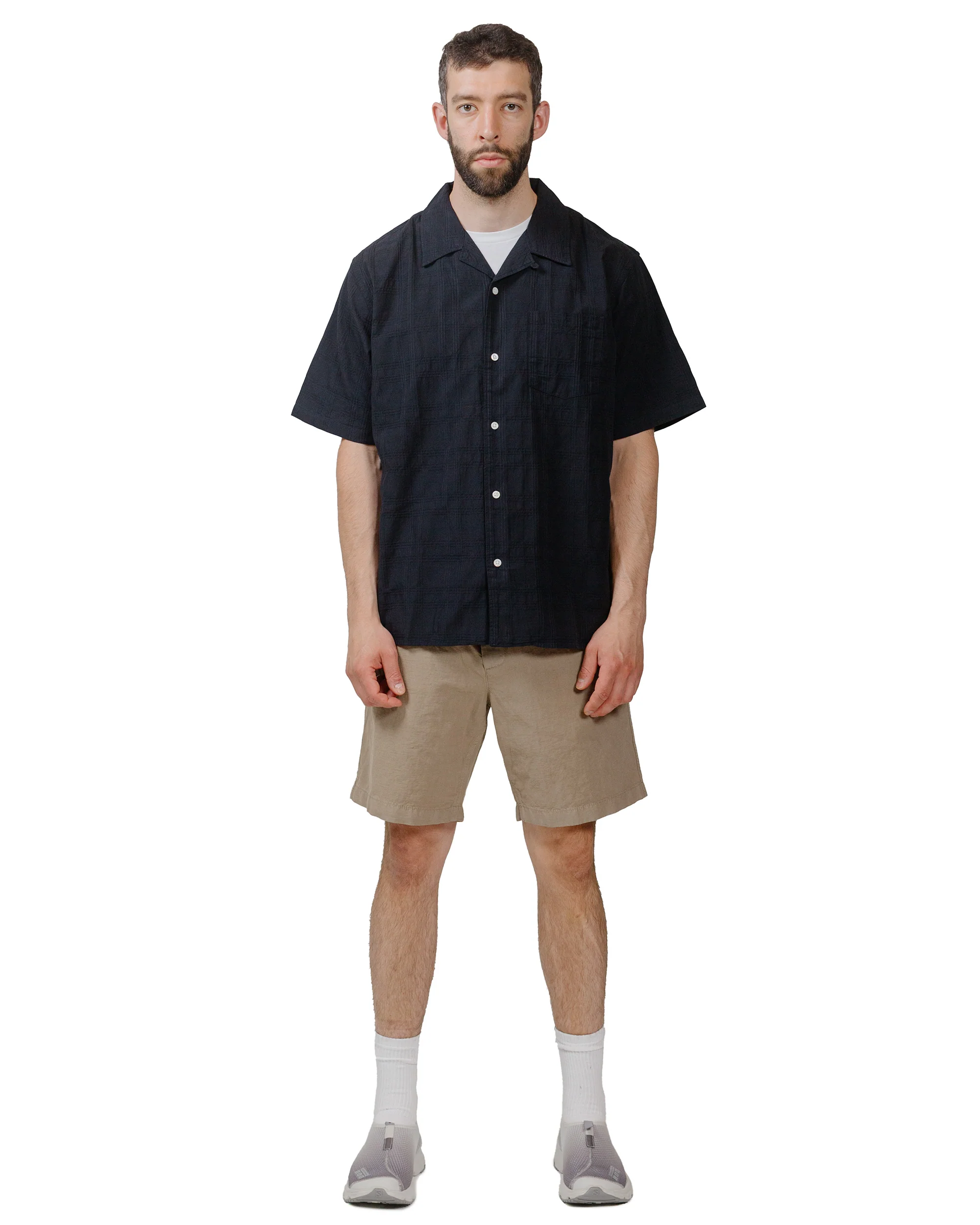 Norse Projects Carsten Relaxed Dobby Check Shirt Dark Navy - Image 4
