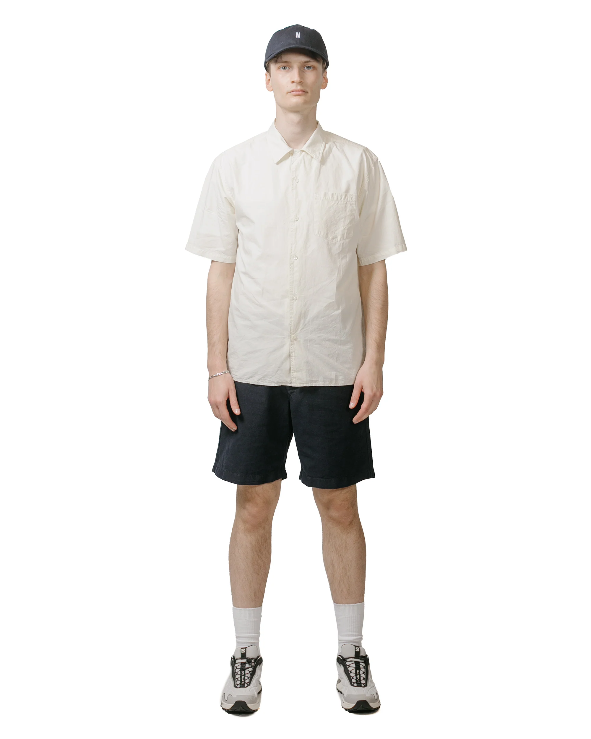 Norse Projects Ezra Relaxed Cotton Linen Short Dark Navy - Image 4