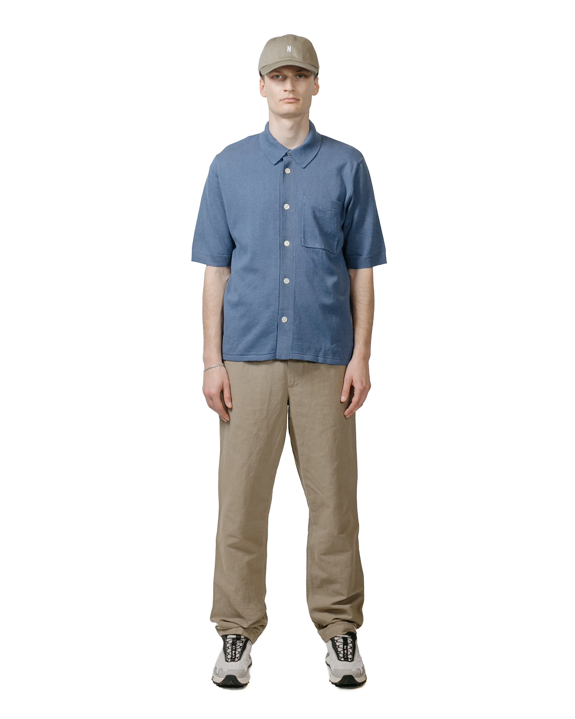 Norse Projects Rollo Cotton Linen SS Shirt Calcite Blue - Image 4