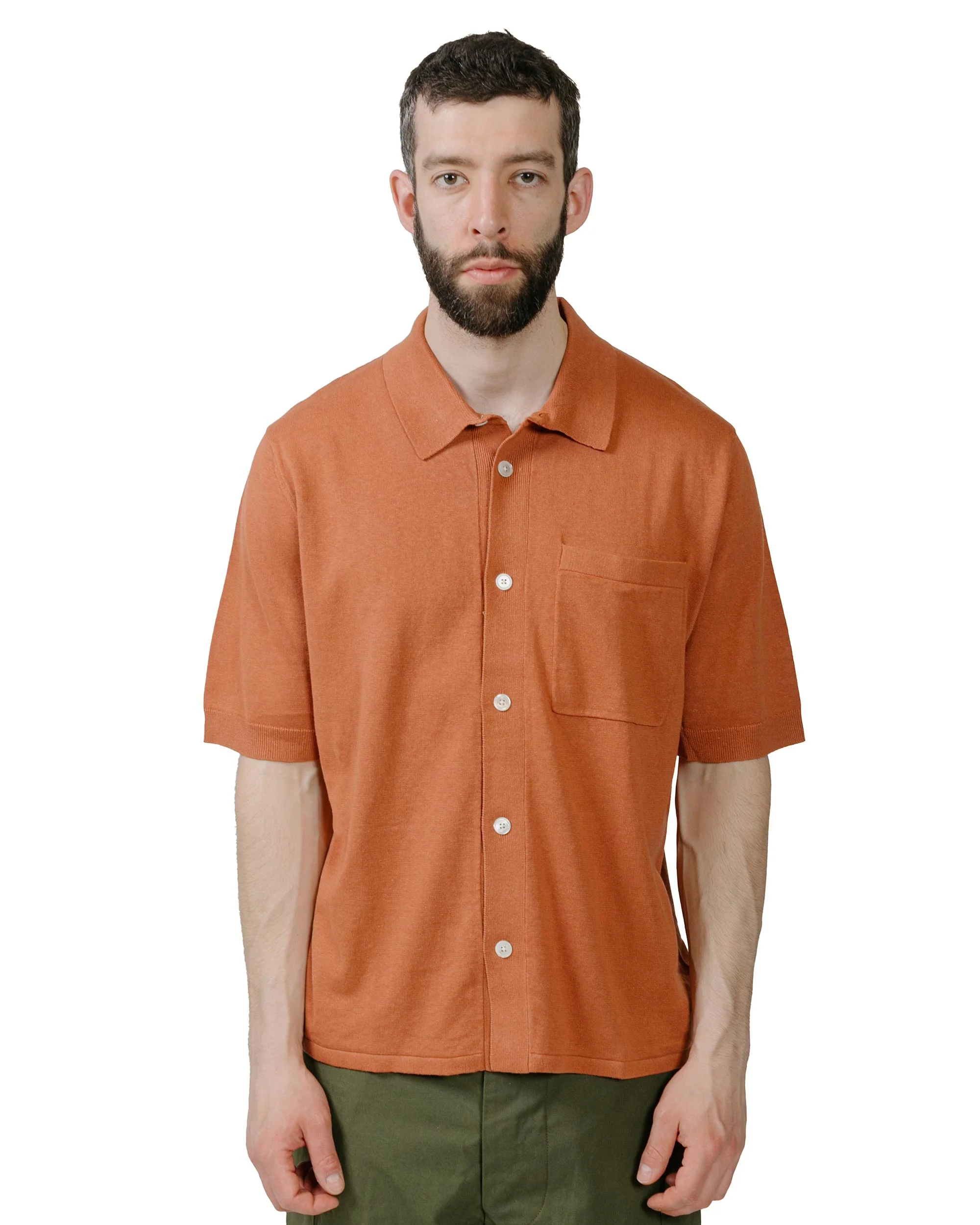 Norse Projects Rollo Cotton Linen SS Shirt Red Clay - Image 2