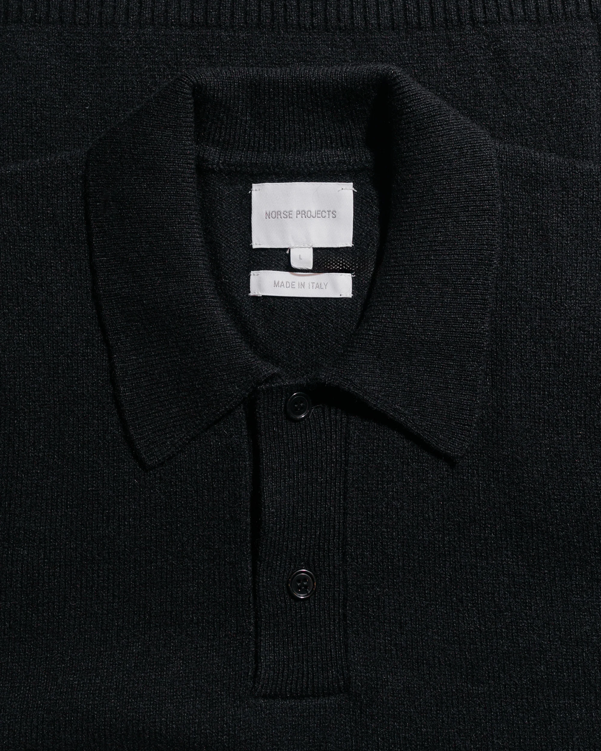 Norse Projects Standard Merino Lambswool Polo Black - Image 5