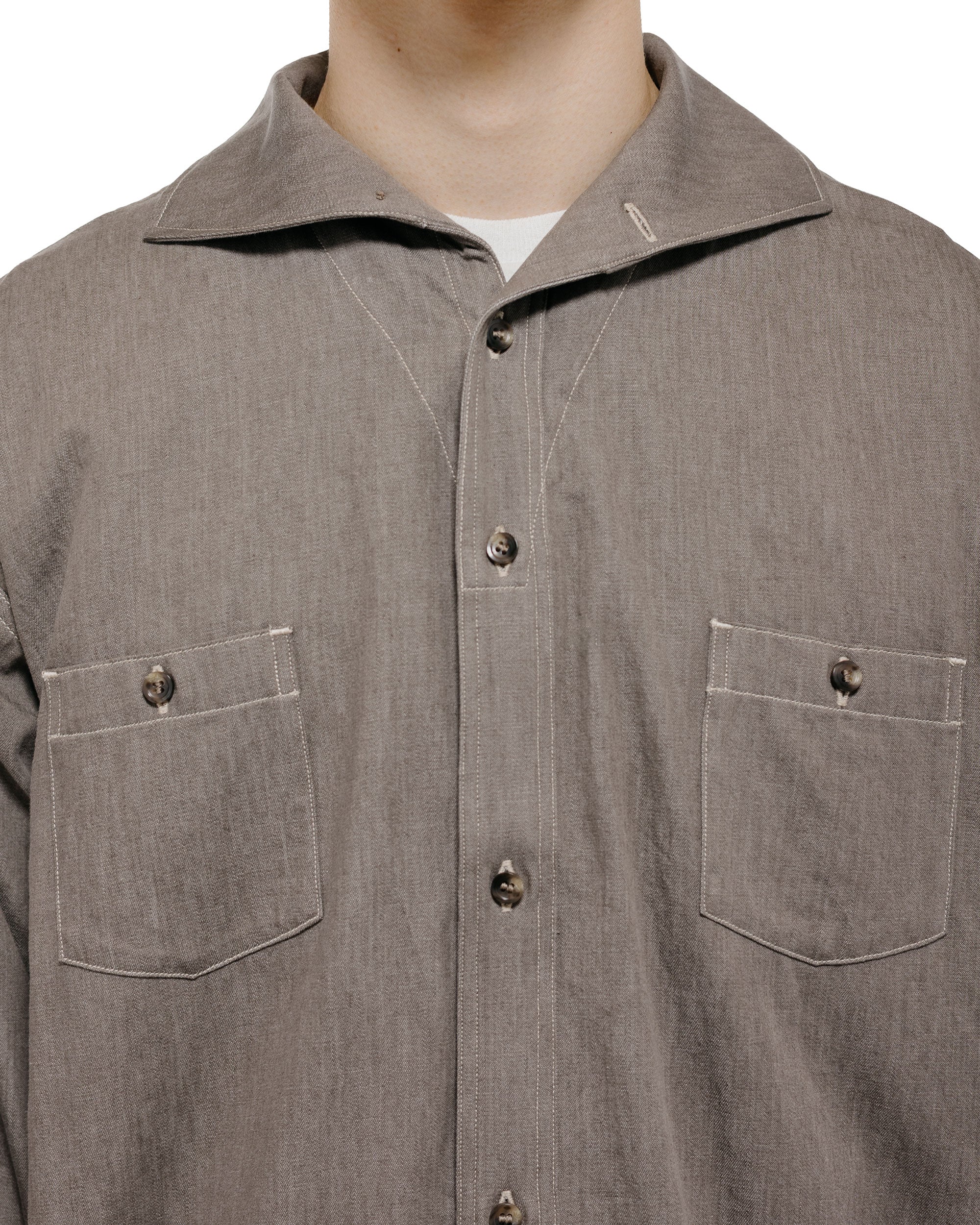 Old Joe Camp Collar Marine Shirts Long Sleeve Nutmeg - Image 3