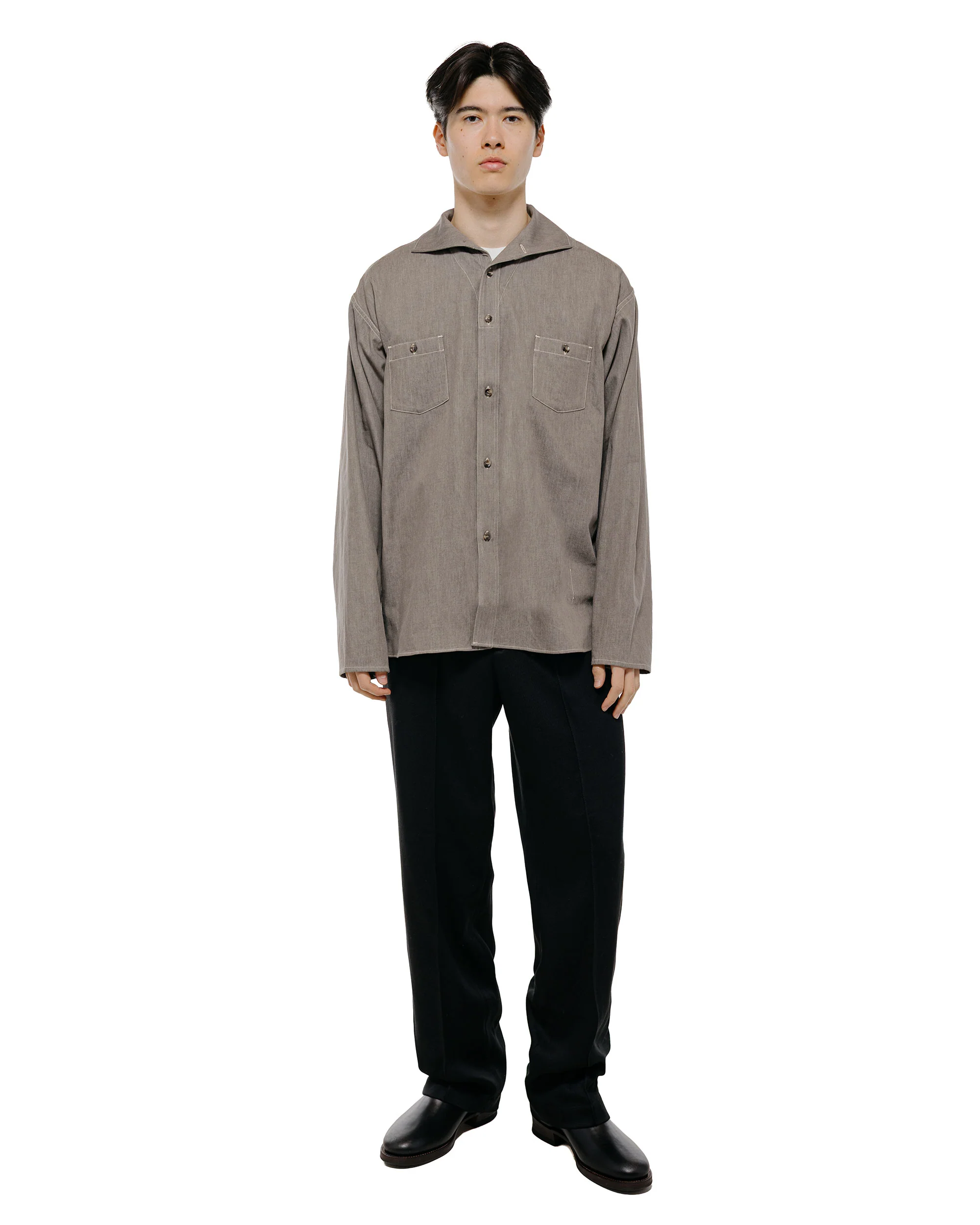 Old Joe Camp Collar Marine Shirts Long Sleeve Nutmeg - Image 5