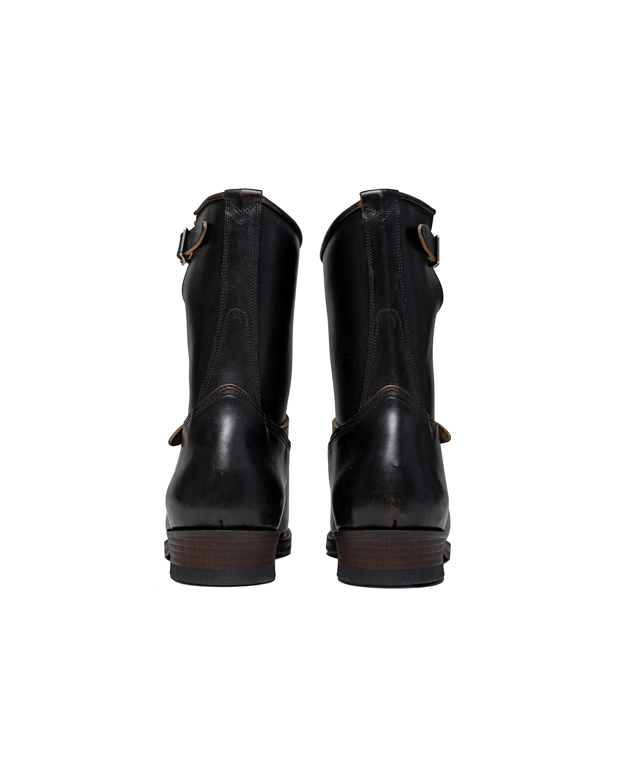 Old Joe 'The Engineer' Artisan Leather Engineer Boots Black Brown Horse Butt - Image 5