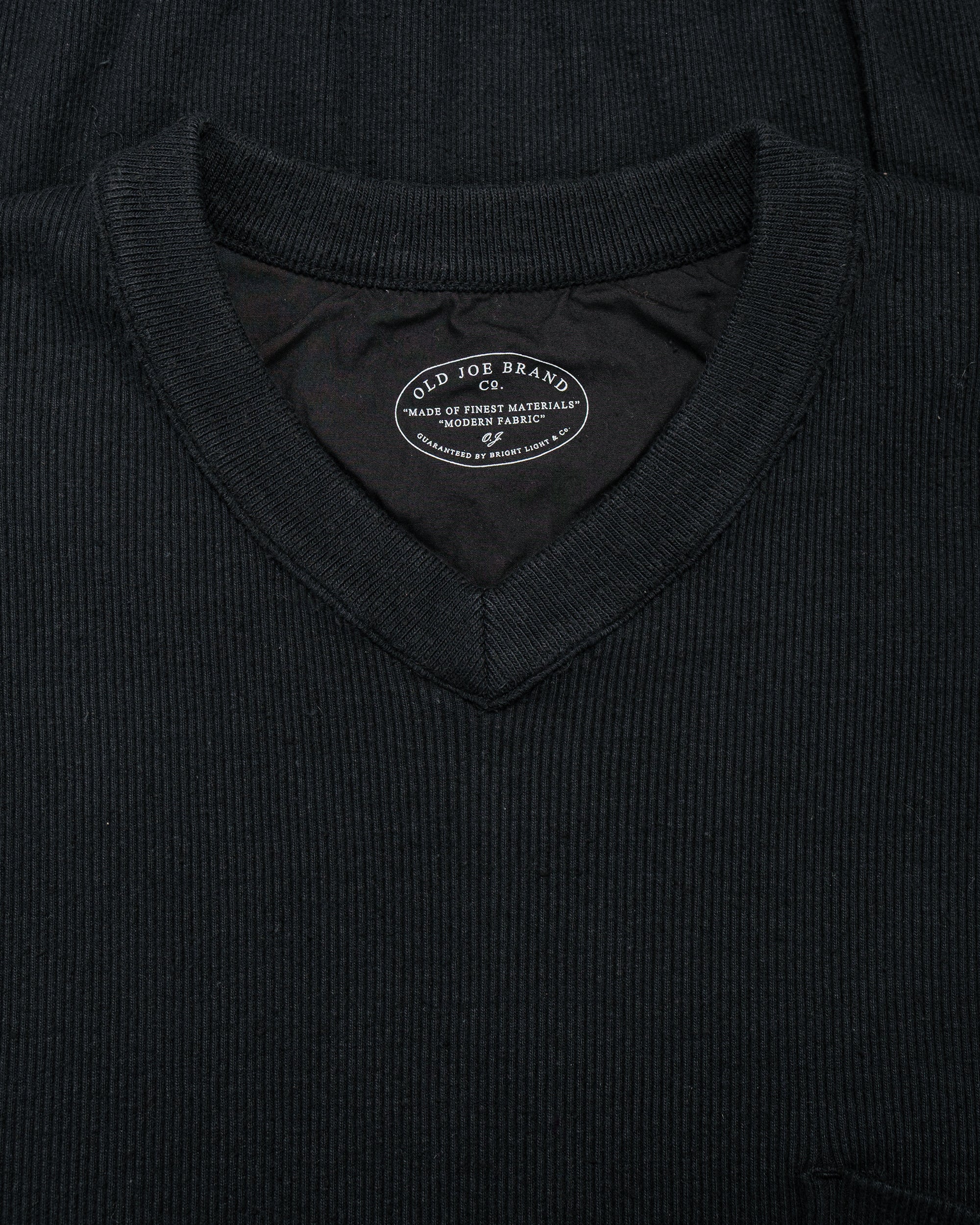 Old Joe V-Neck Silk Nep Ribed Tops Onyx - Image 5