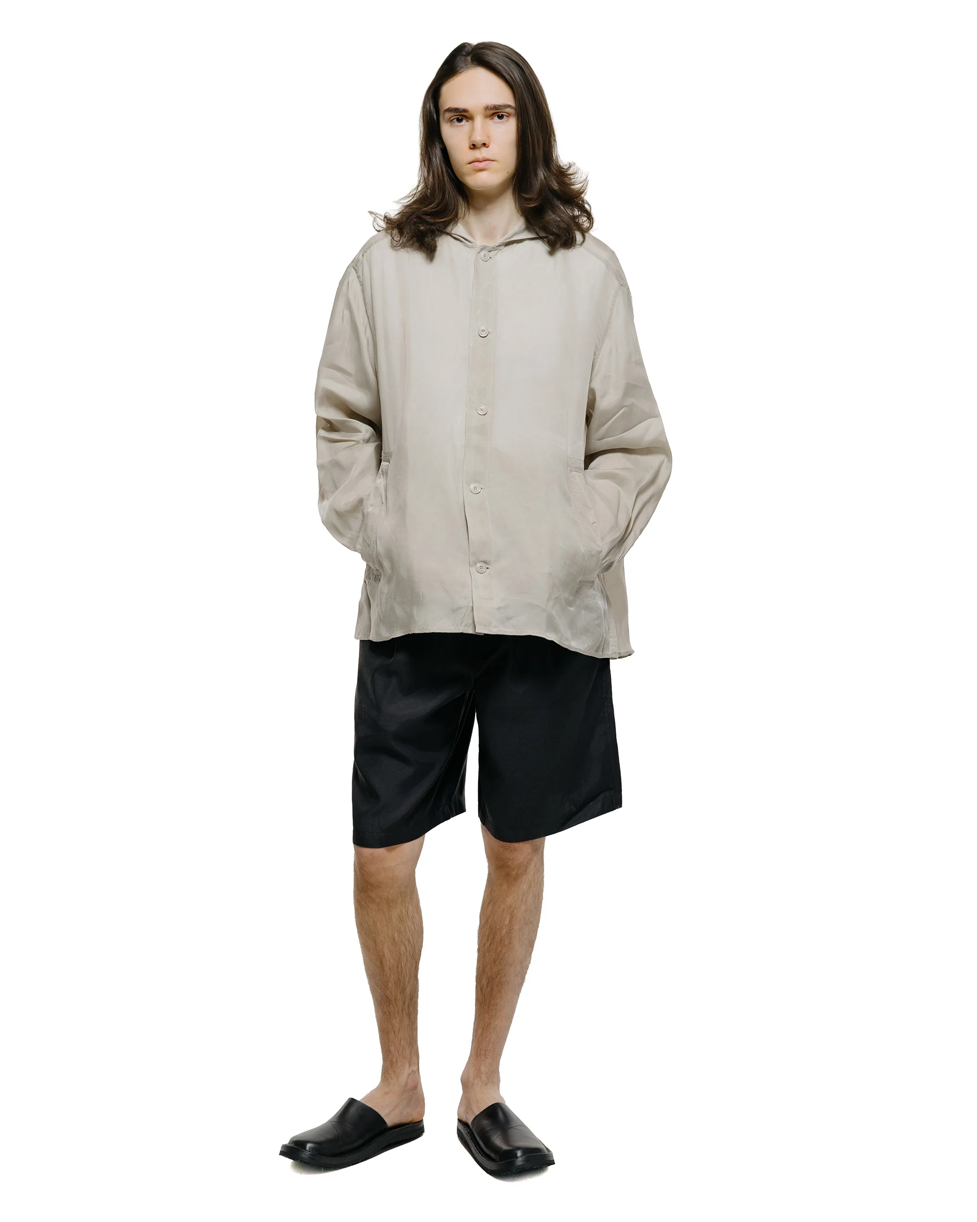 Our Legacy Leisure Shorts Still Black Calm Cupro Cotton - Image 4