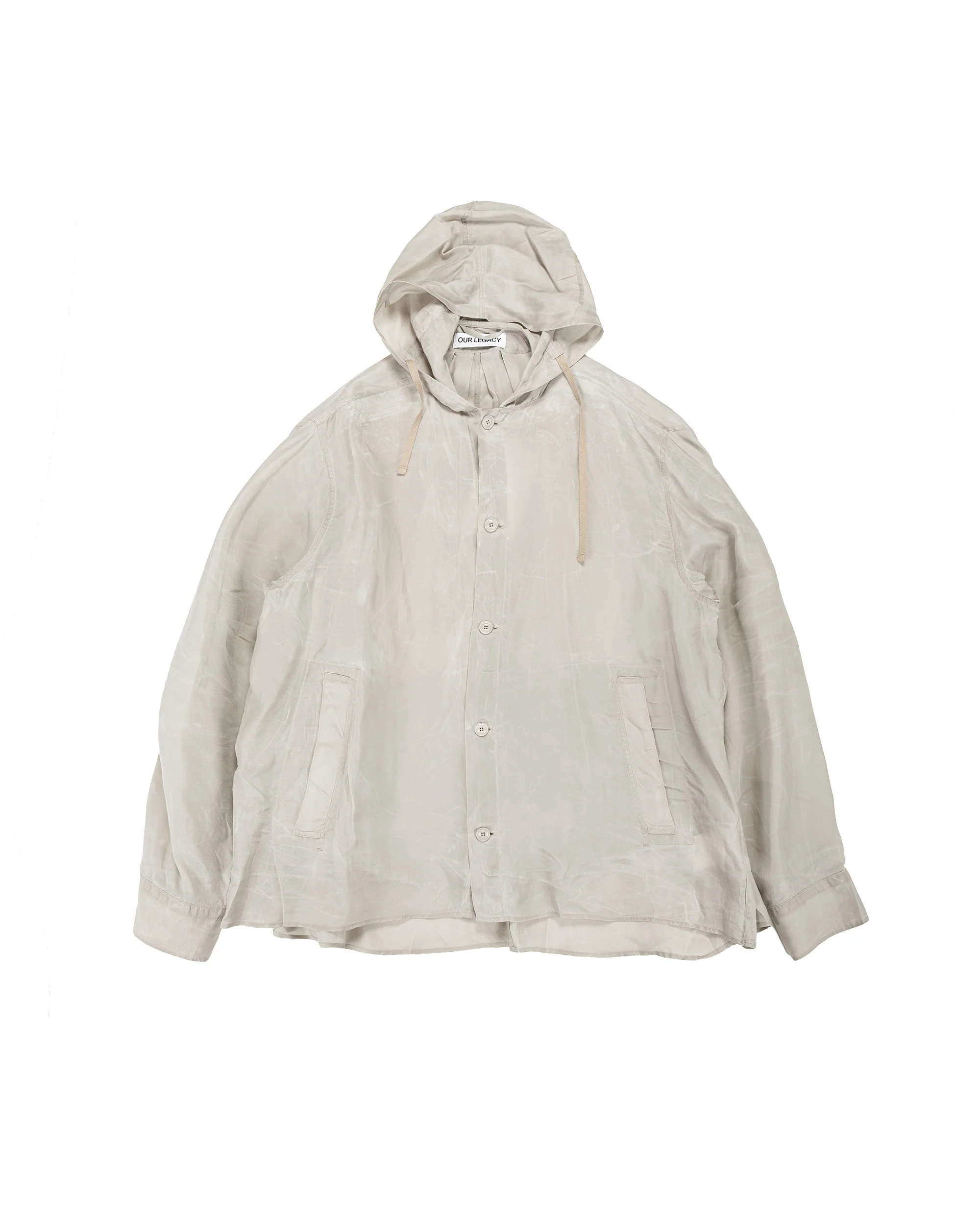 Our Legacy Rover Shirt Ghost Grey Wax Dipped Cupro