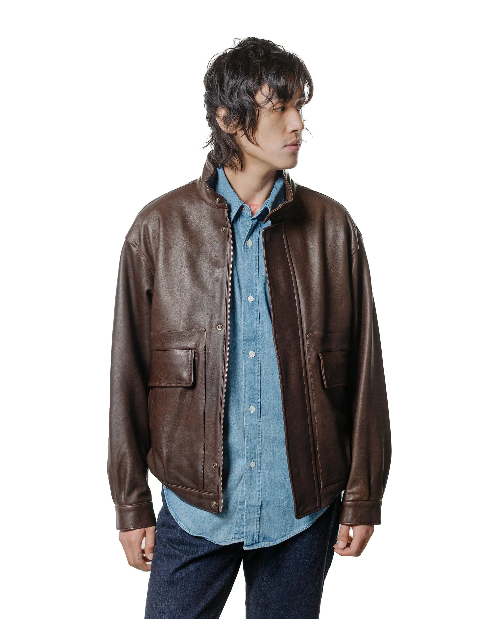 Phigvel Sheepleather Sporting Blouson Dark Brown - Image 2