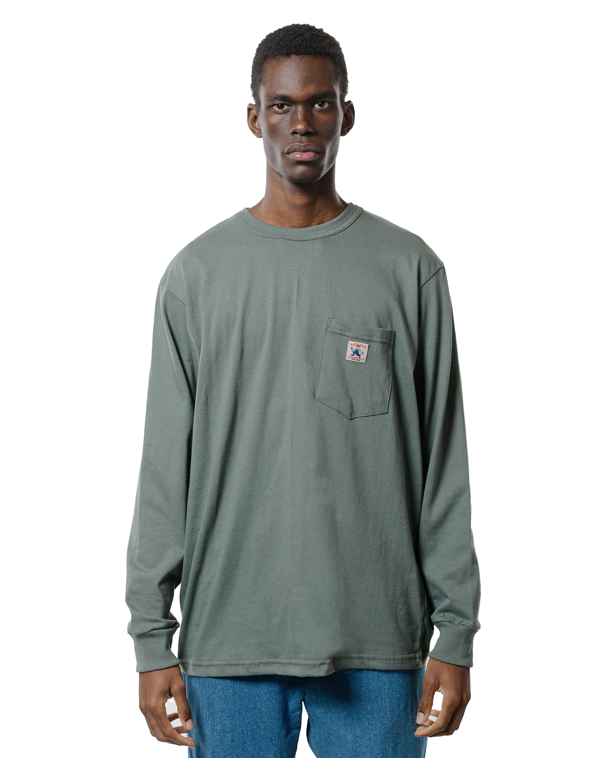 Randy's Garments Long-Sleeve Pocket Tee Light Green - Image 2