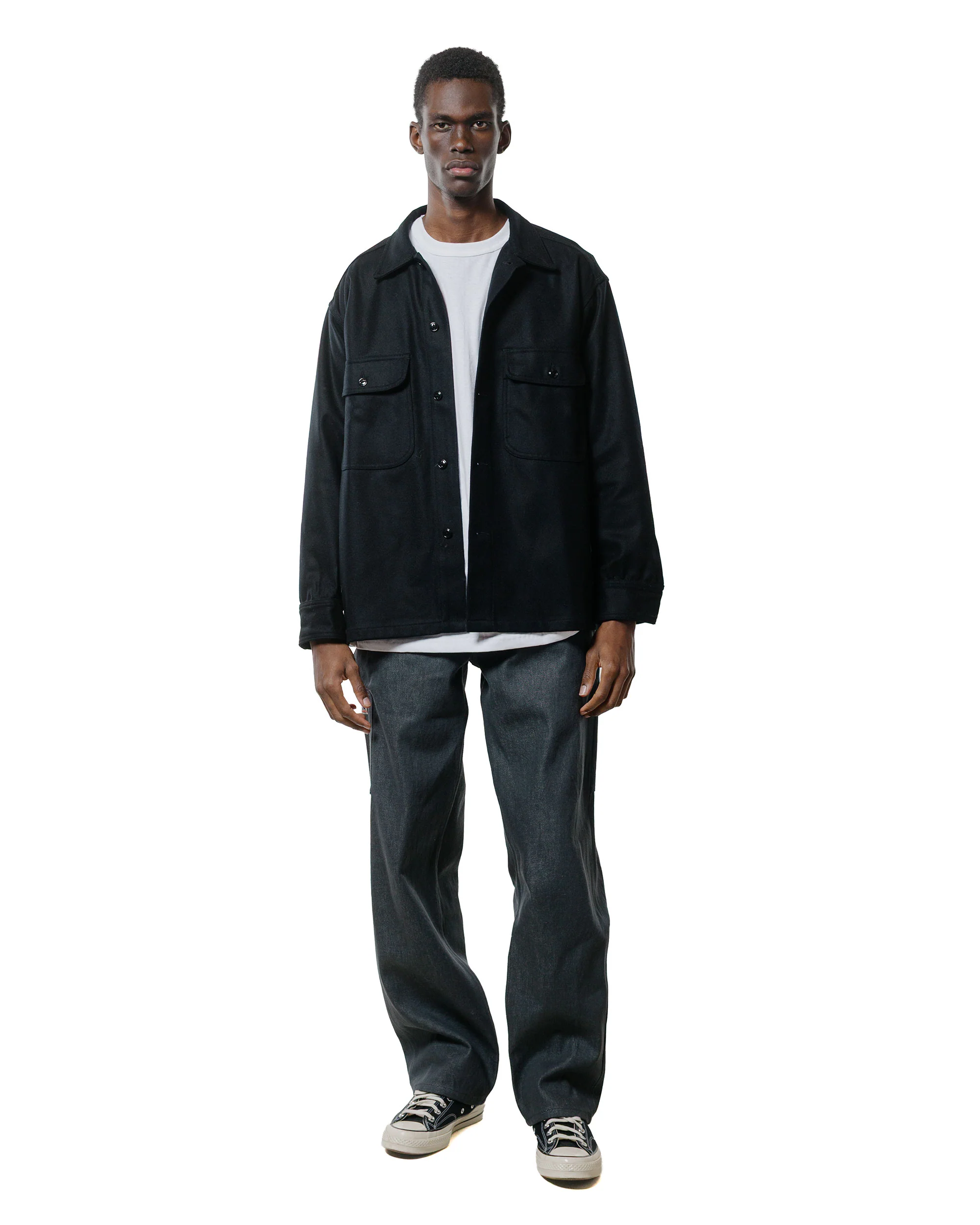 Randy's Garments Over Shirt Black Heavy Melton Wool - Image 4