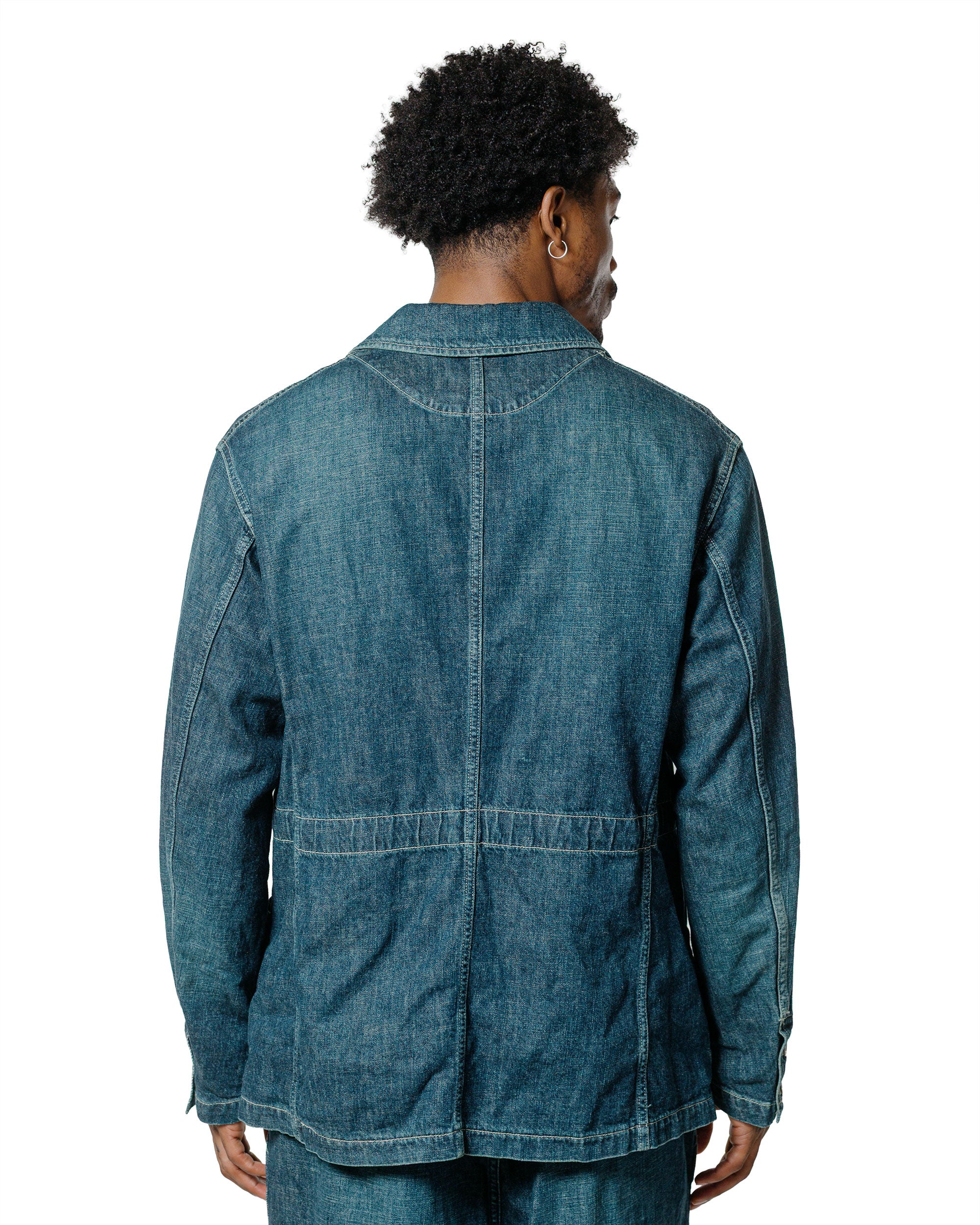 Sage de Cret 11oz. Cotton/Linen Denim Coverall Jacket Navy - Image 3