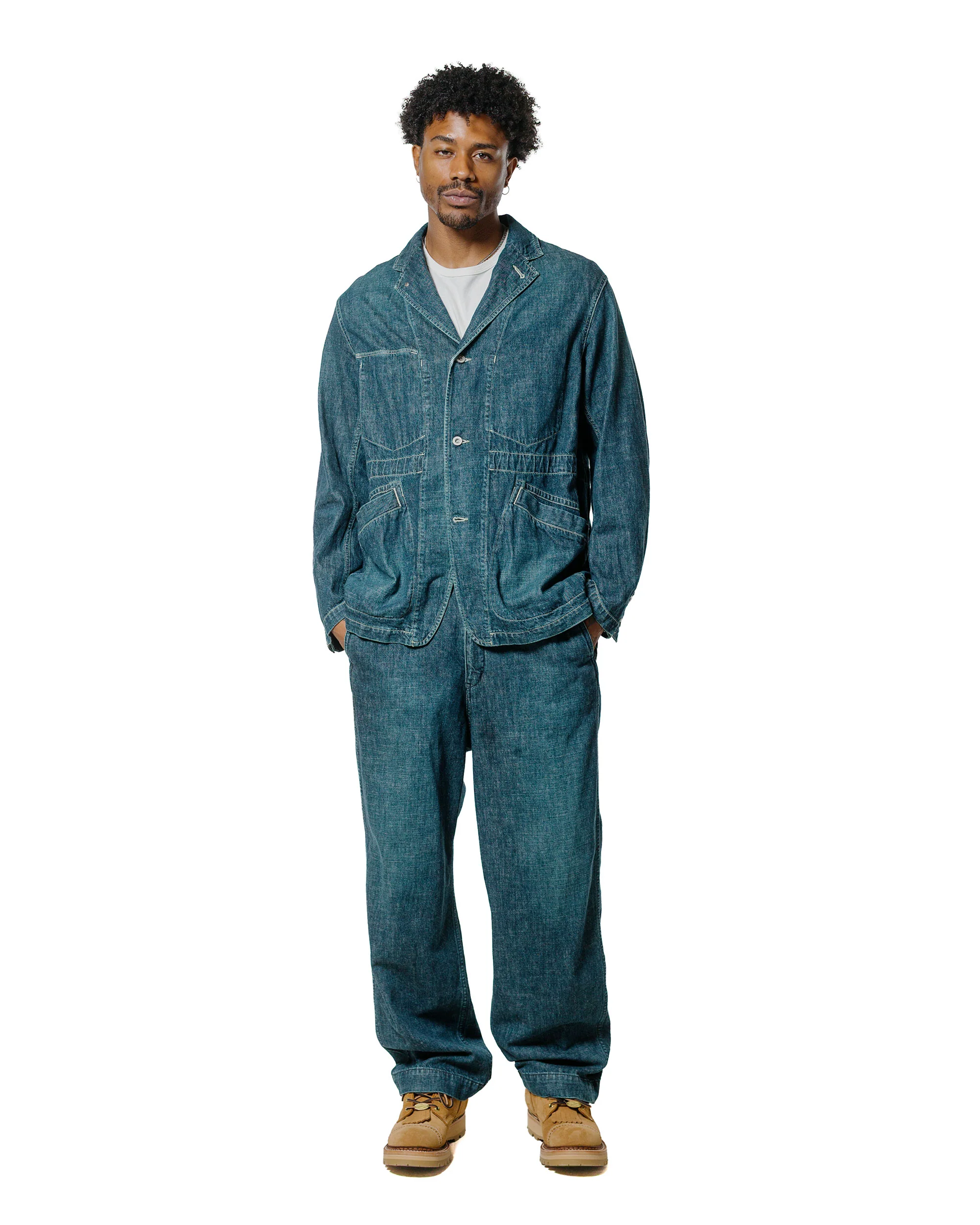 Sage de Cret 11oz. Cotton/Linen Denim Coverall Jacket Navy - Image 4