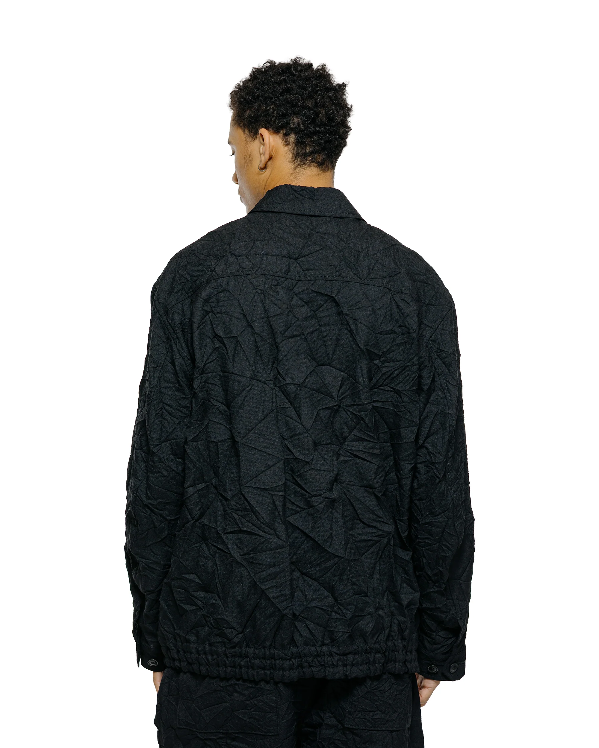 Sage de Cret WO/LI Crinkle Full Zip Jacket Black - Image 3