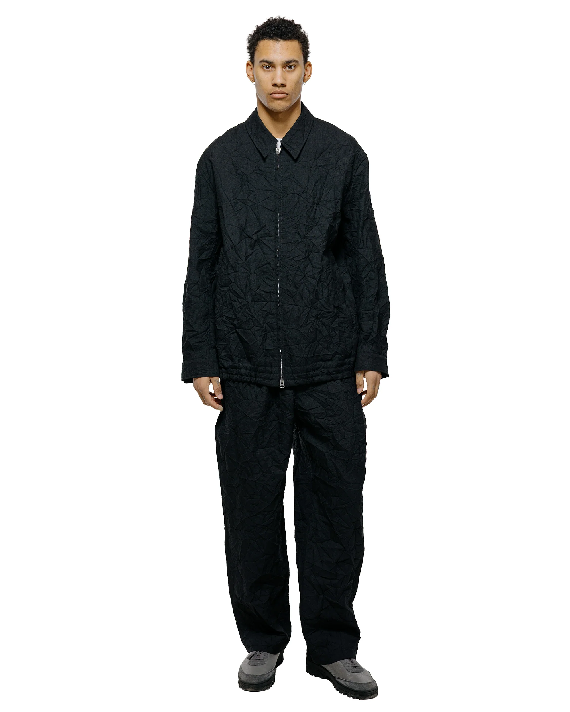 Sage de Cret WO/LI Crinkle Full Zip Jacket Black - Image 4