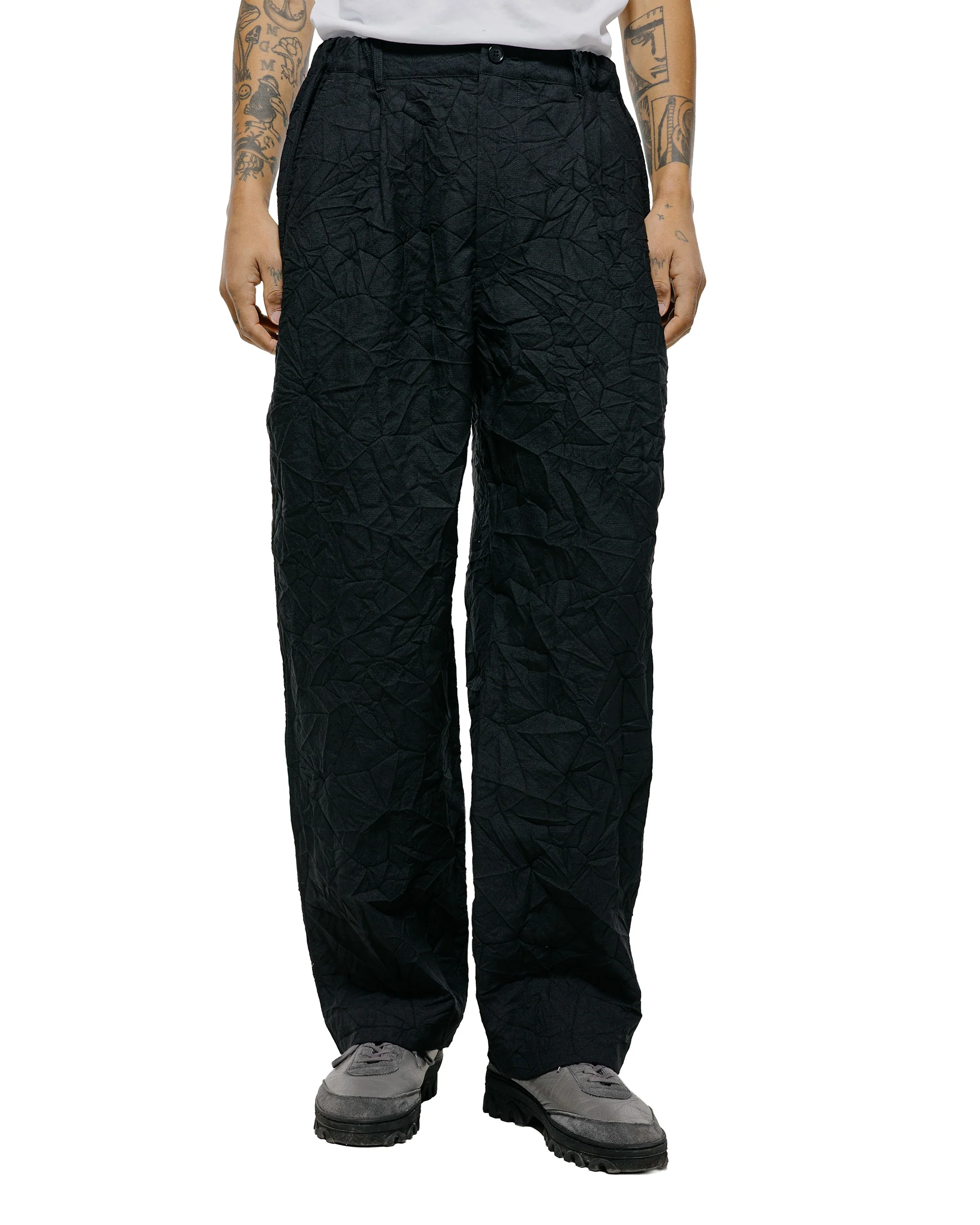 Sage de Cret WO/LI Crinkle Single Pleated Wide Pants Black - Image 2