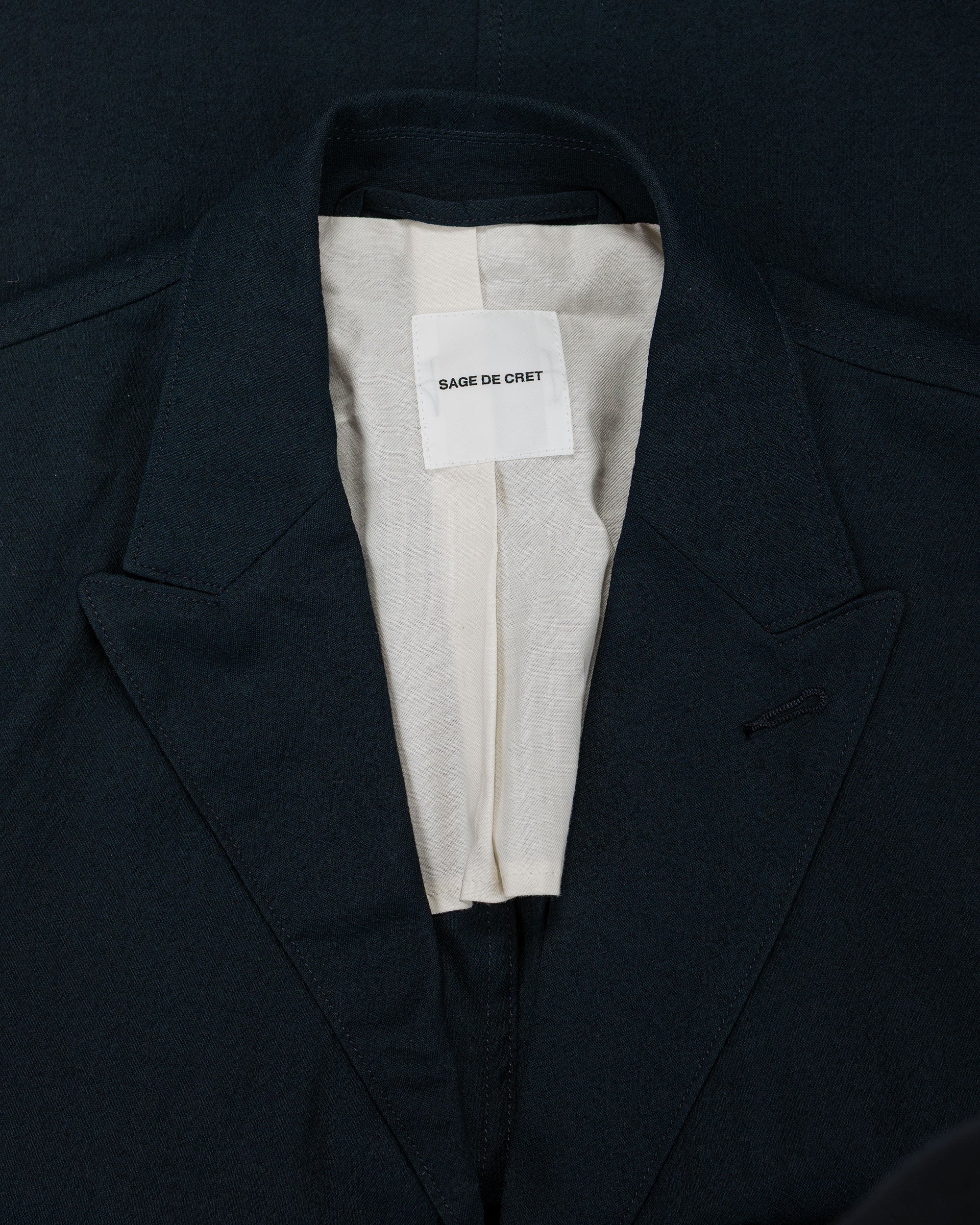 Sage de Cret WO/SI Tumble Washed Peaked Lapel Jacket Navy - Image 5