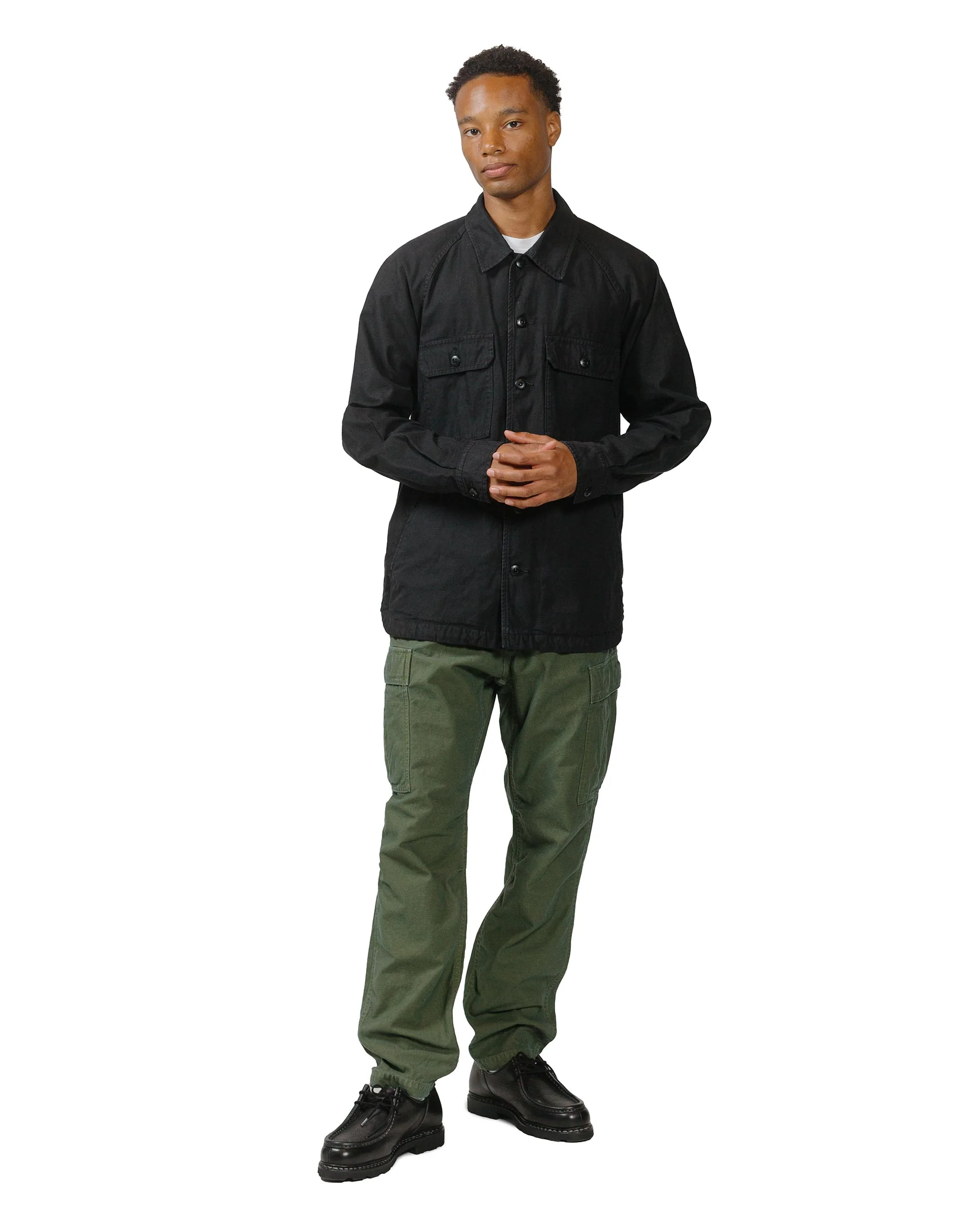 Sage de Cret Lost & Found Cotton/Linen Back Satin Cargo Trouser Olive - Image 4