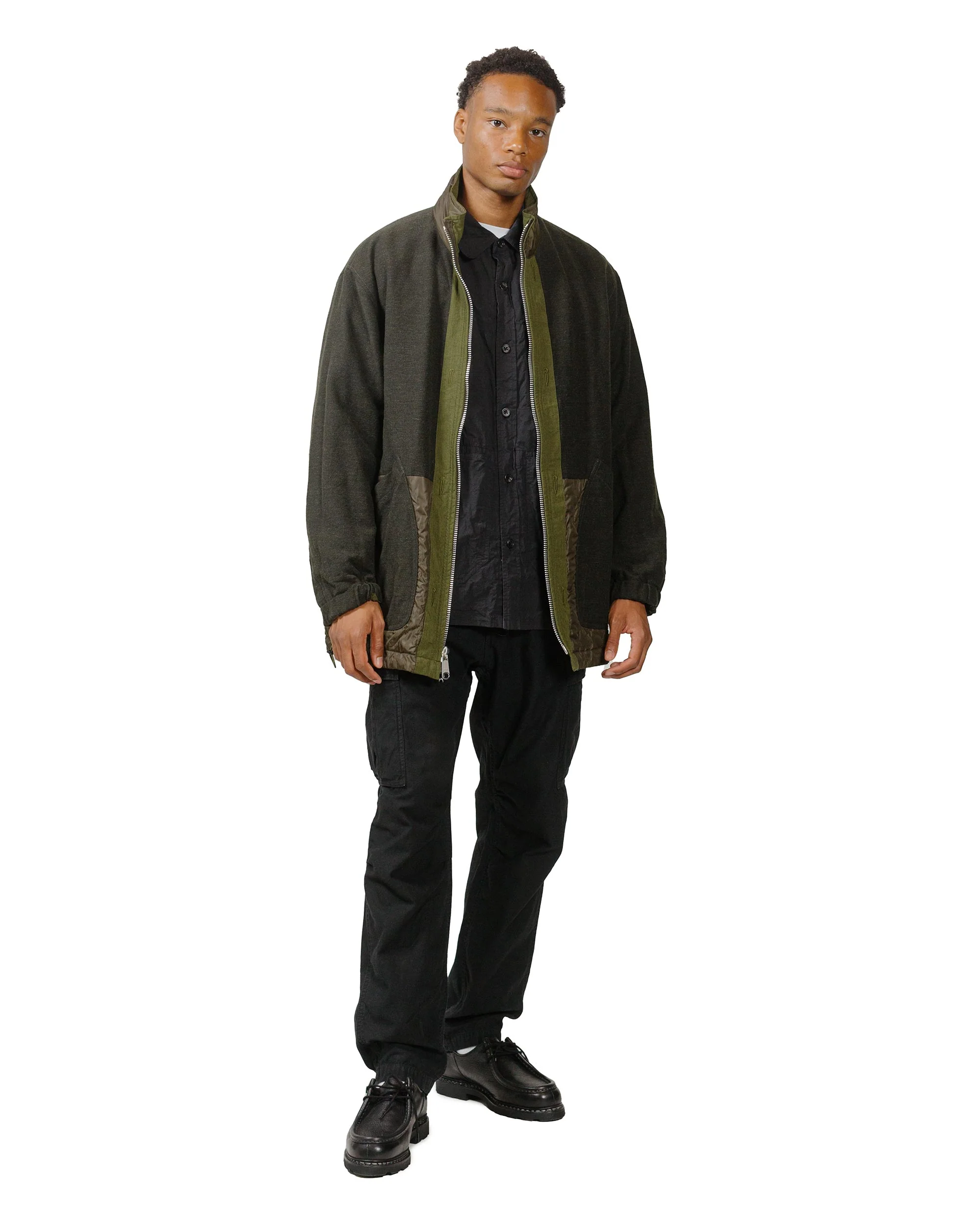 Sage de Cret Lost & Found Cotton/Linen Back Satin Cargo Trouser Black - Image 4