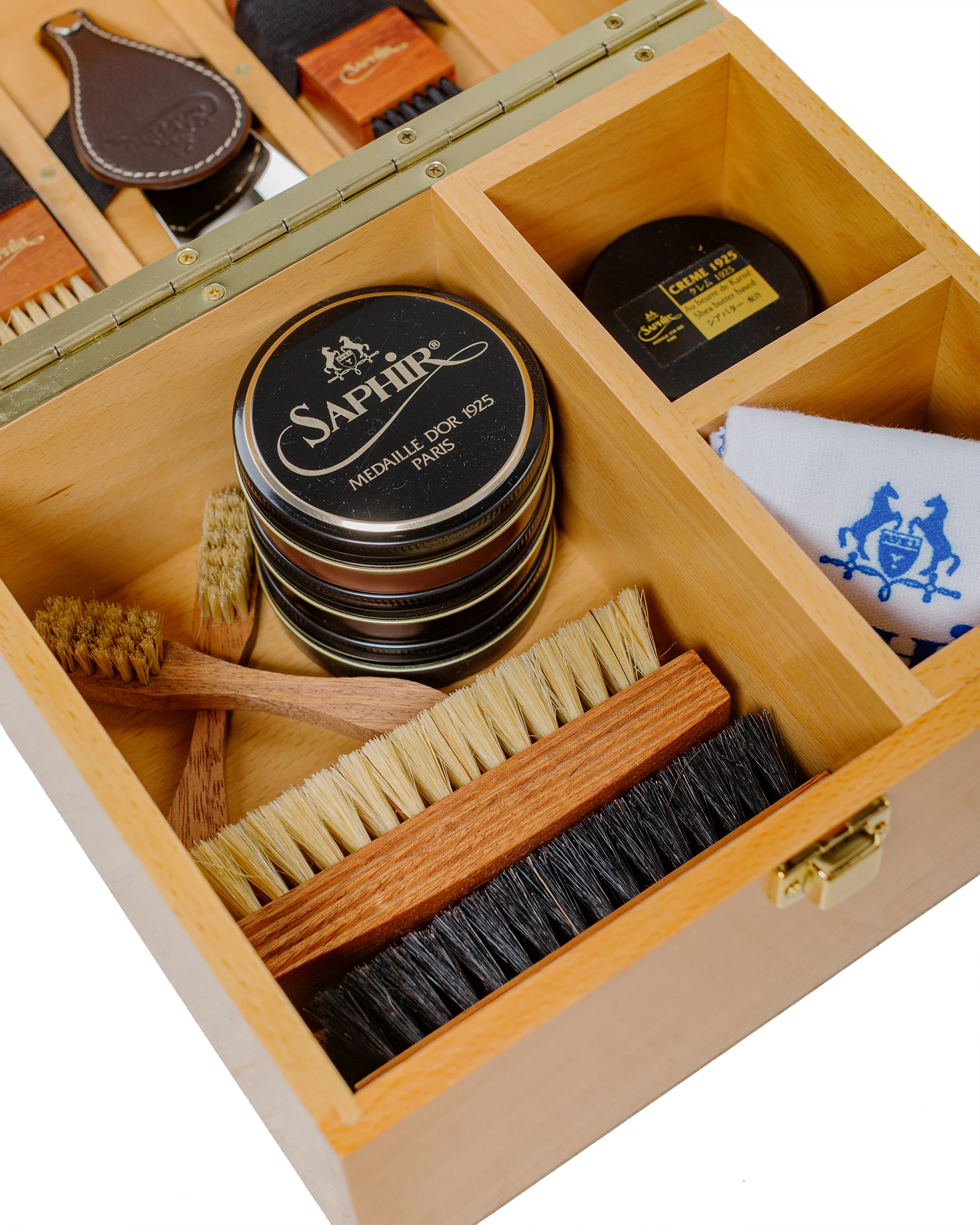 Saphir Groom Box Beech Wood Vegetal Leather - Image 3
