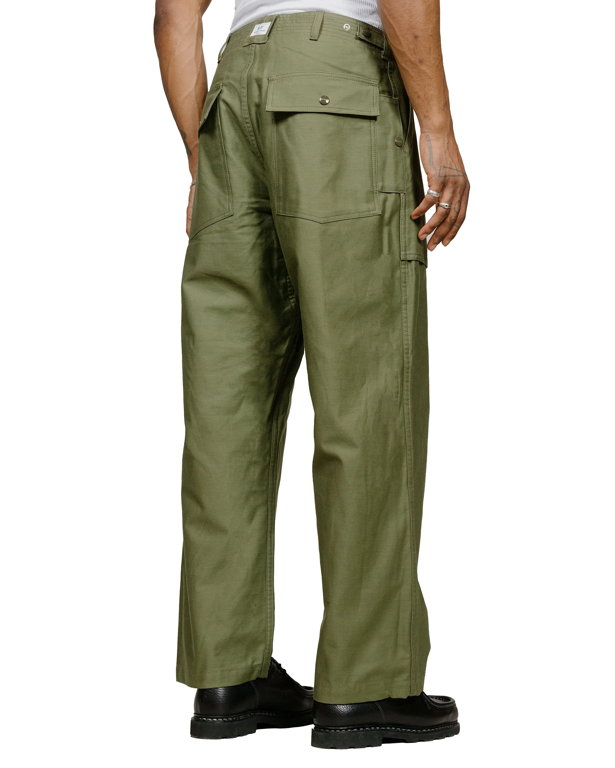 Sassafras F.S Cultivator Pants Back Satin Olive - Image 3