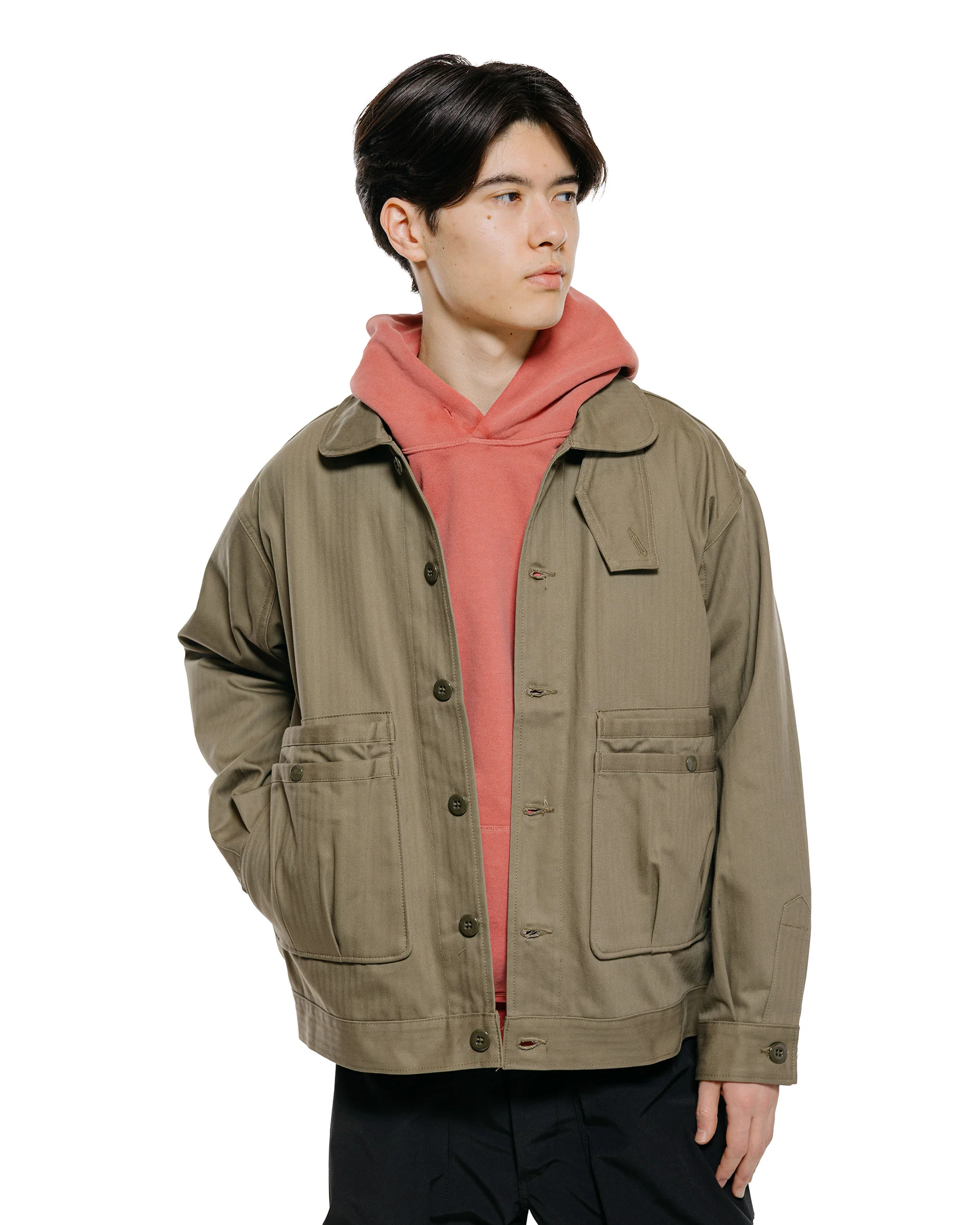 Sassafras Overgrown Trug Jacket Herringbone Twill Olive - Image 2