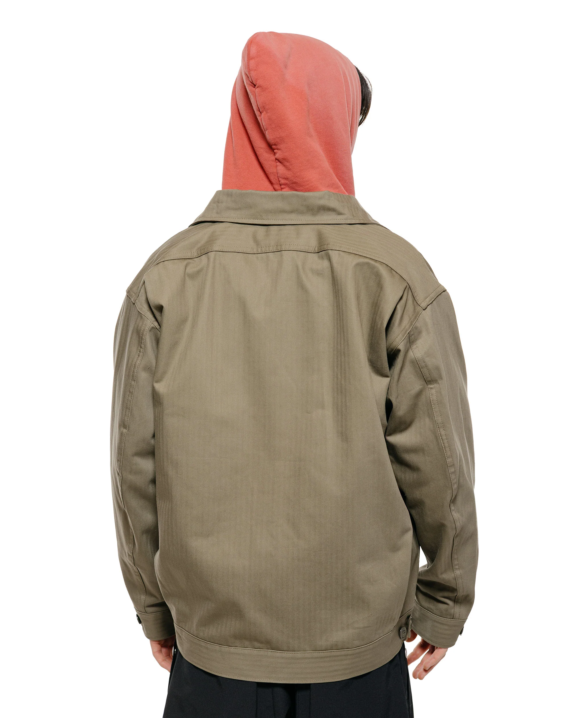 Sassafras Overgrown Trug Jacket Herringbone Twill Olive - Image 3