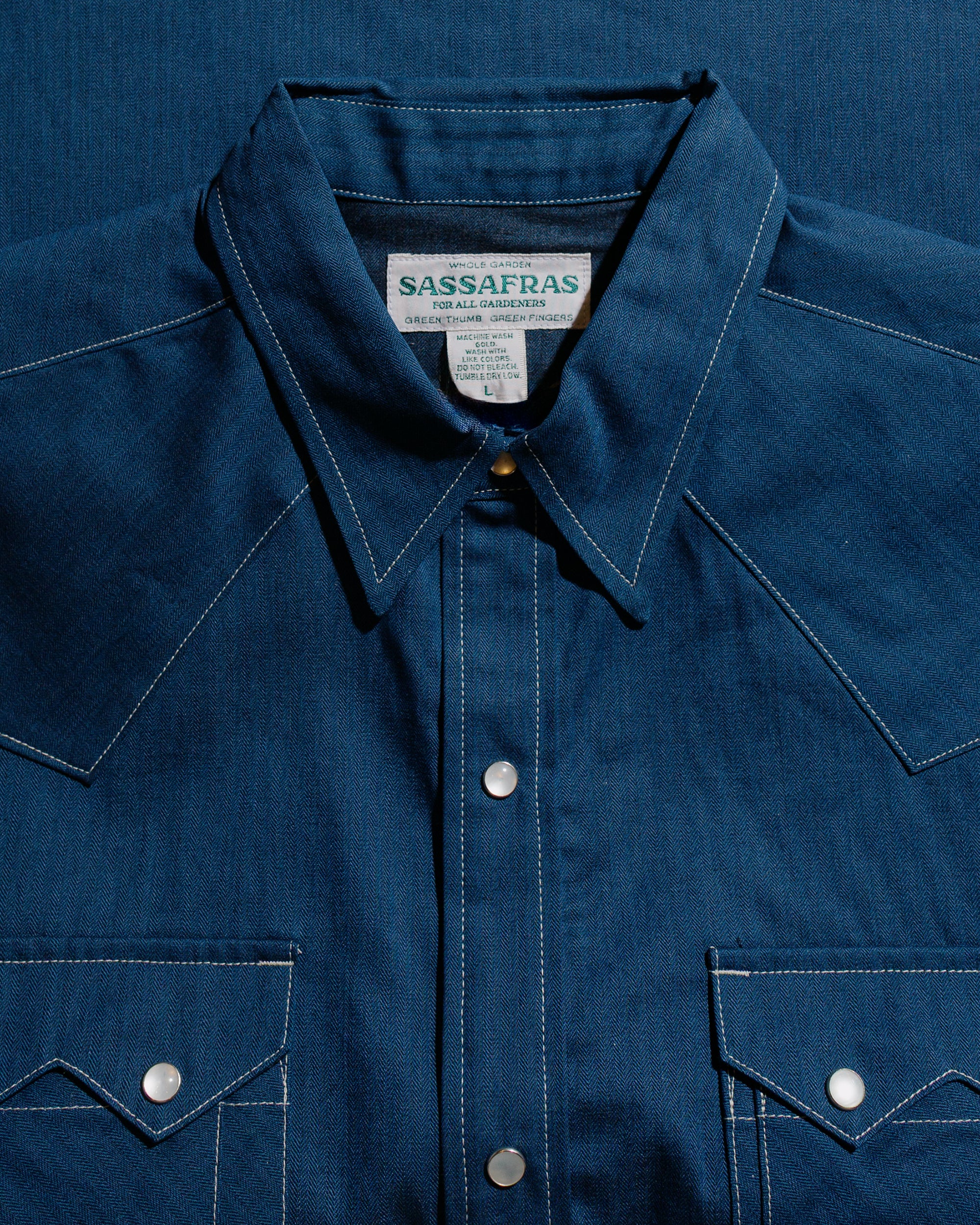 Sassafras Weeds Digger Shirt 6.5oz Herringbone Denim Indigo - Image 5