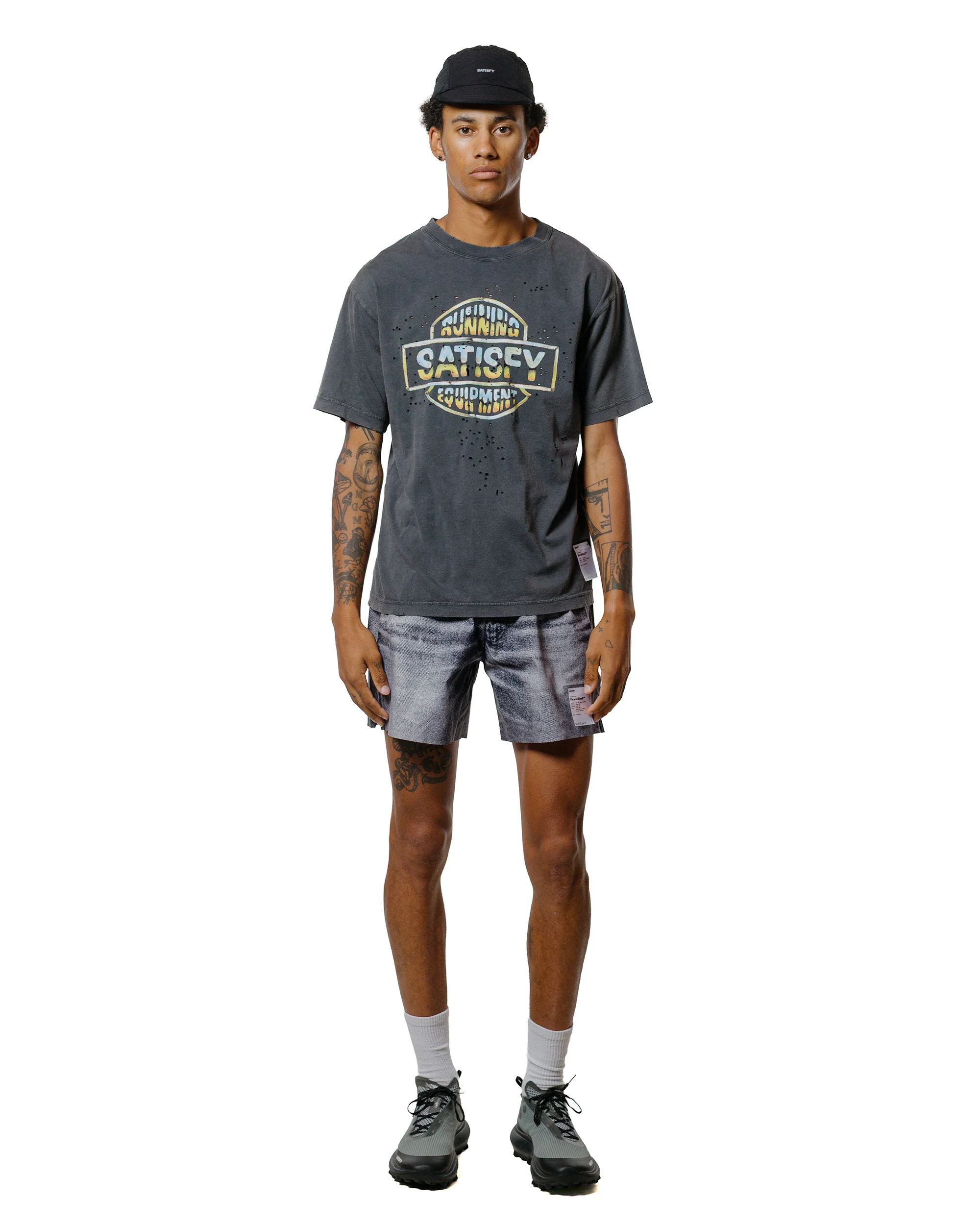SATISFY PeaceShell 5" Unlined Shorts Black Denim - Image 4
