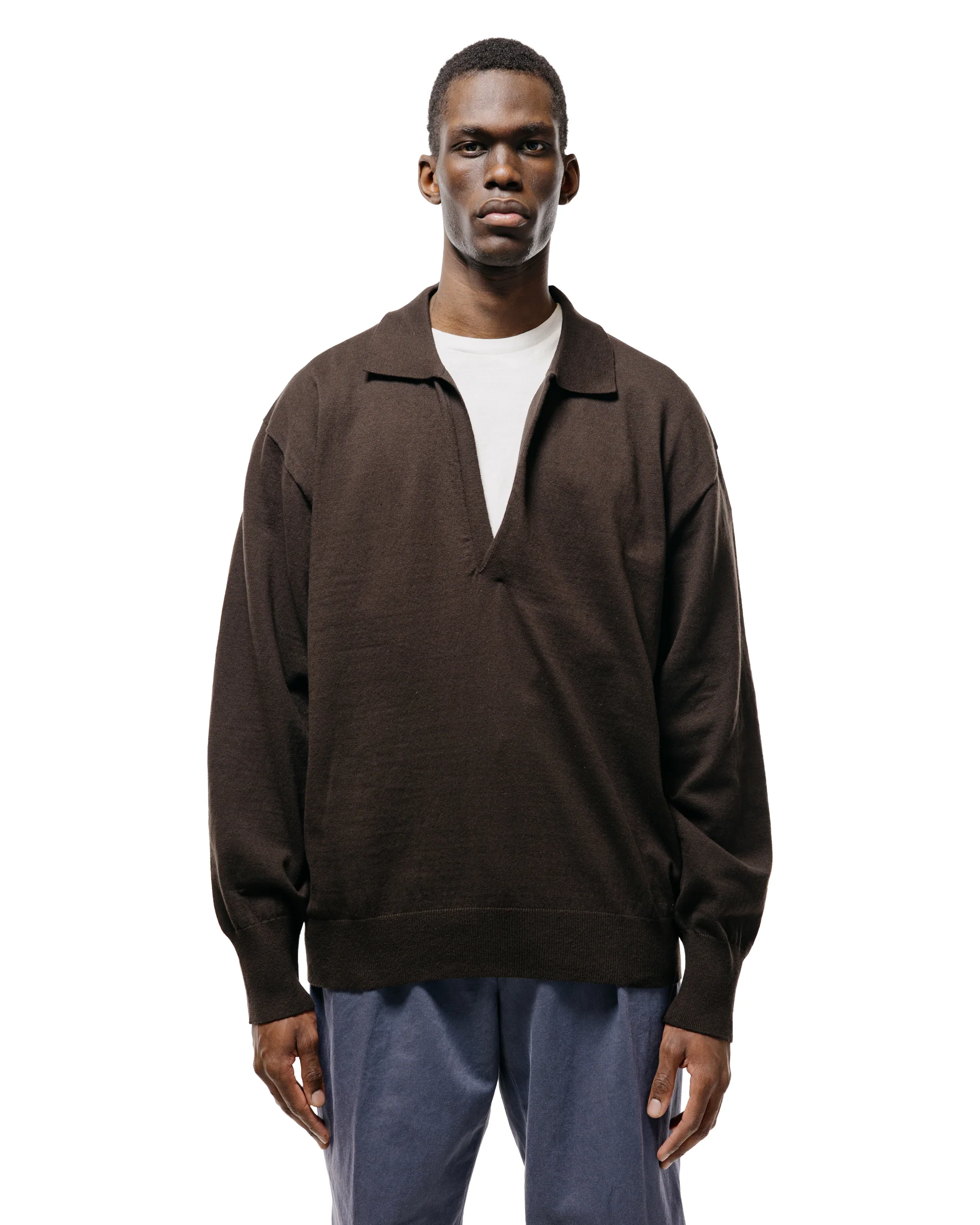 ssstein Organic Cotton Knit Skipper LS Dark Brown - Image 2