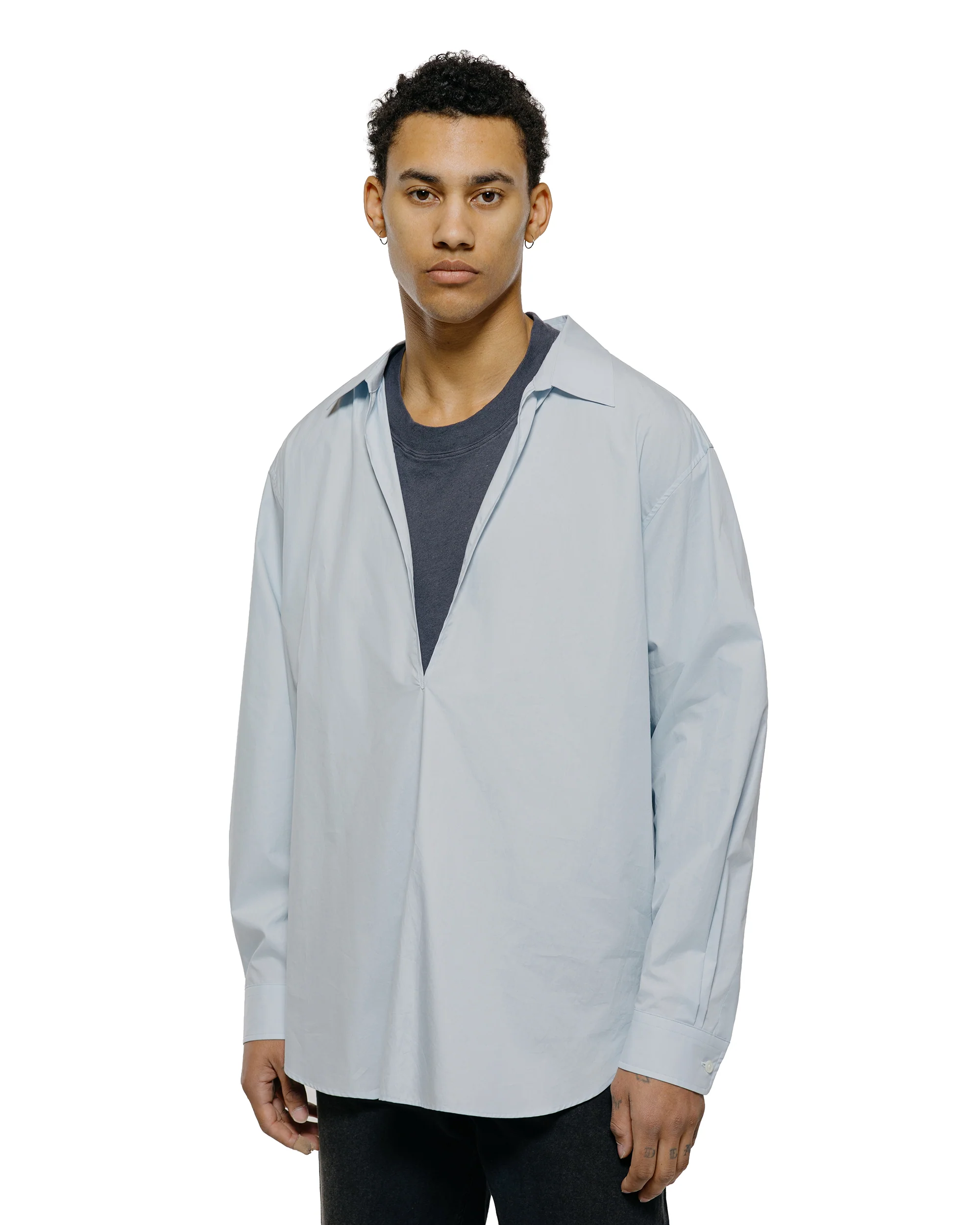 ssstein Suvin Cotton Oversized Skipper Shirt Off Blue - Image 2