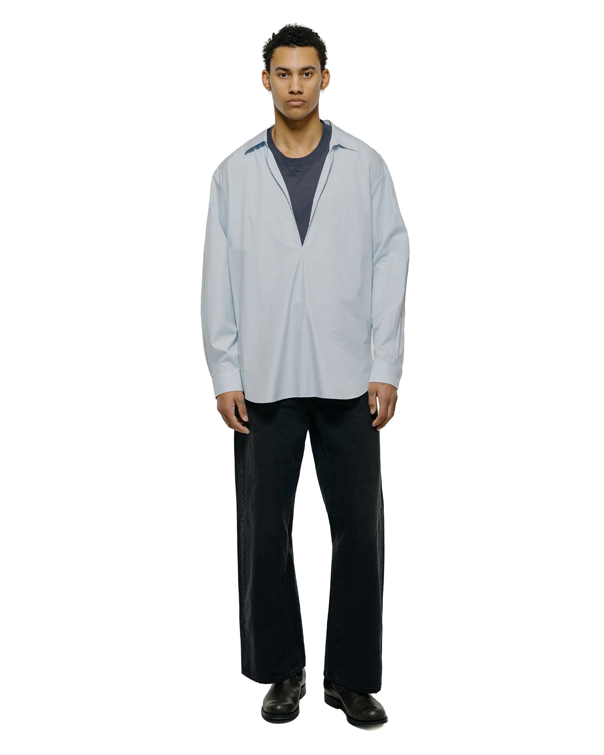 ssstein Suvin Cotton Oversized Skipper Shirt Off Blue - Image 4