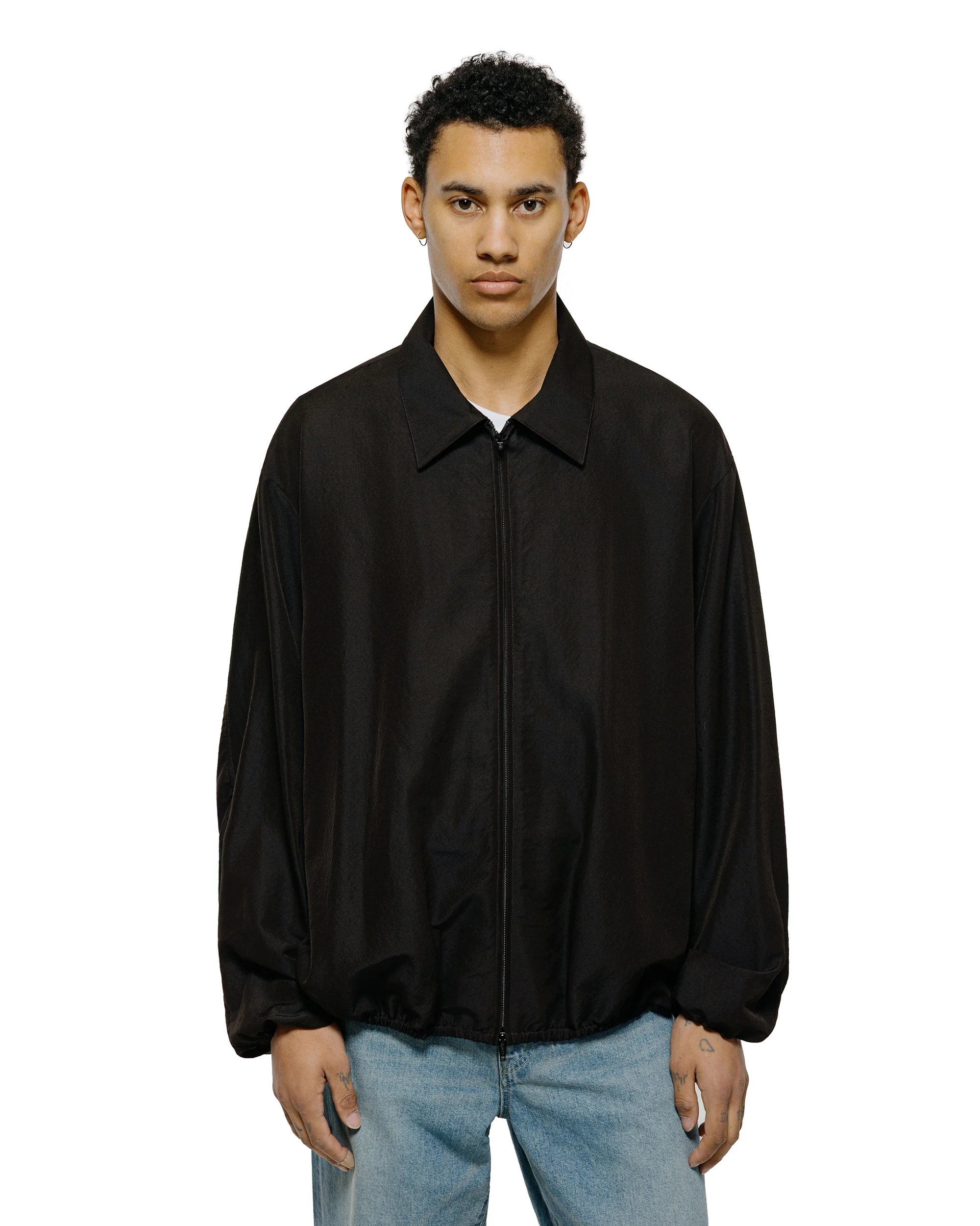 ssstein Wool Silk Collared Zip Jacket Dark Charcoal - Image 2