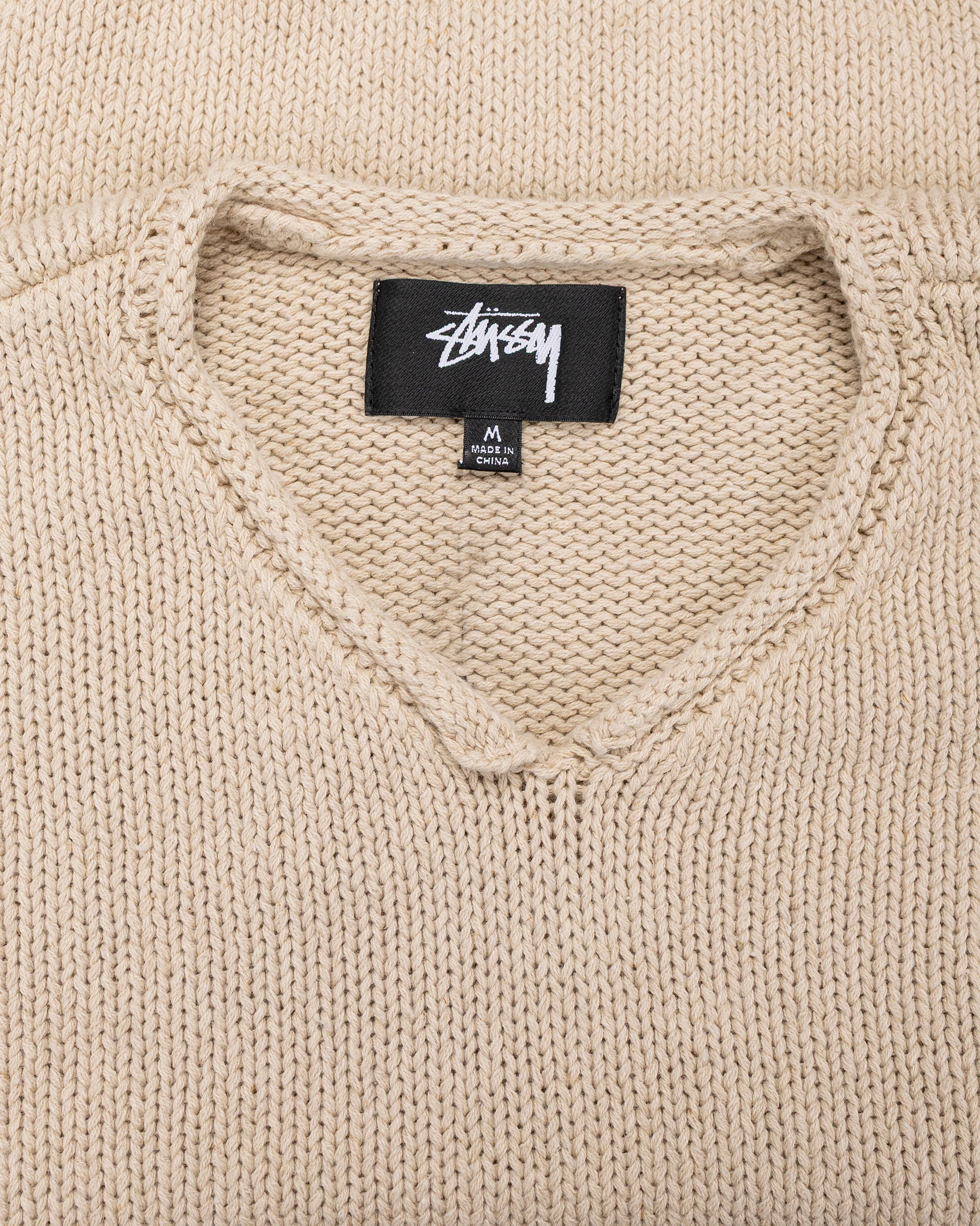 Stüssy Roll V Neck Sweater Oatmeal - Image 2