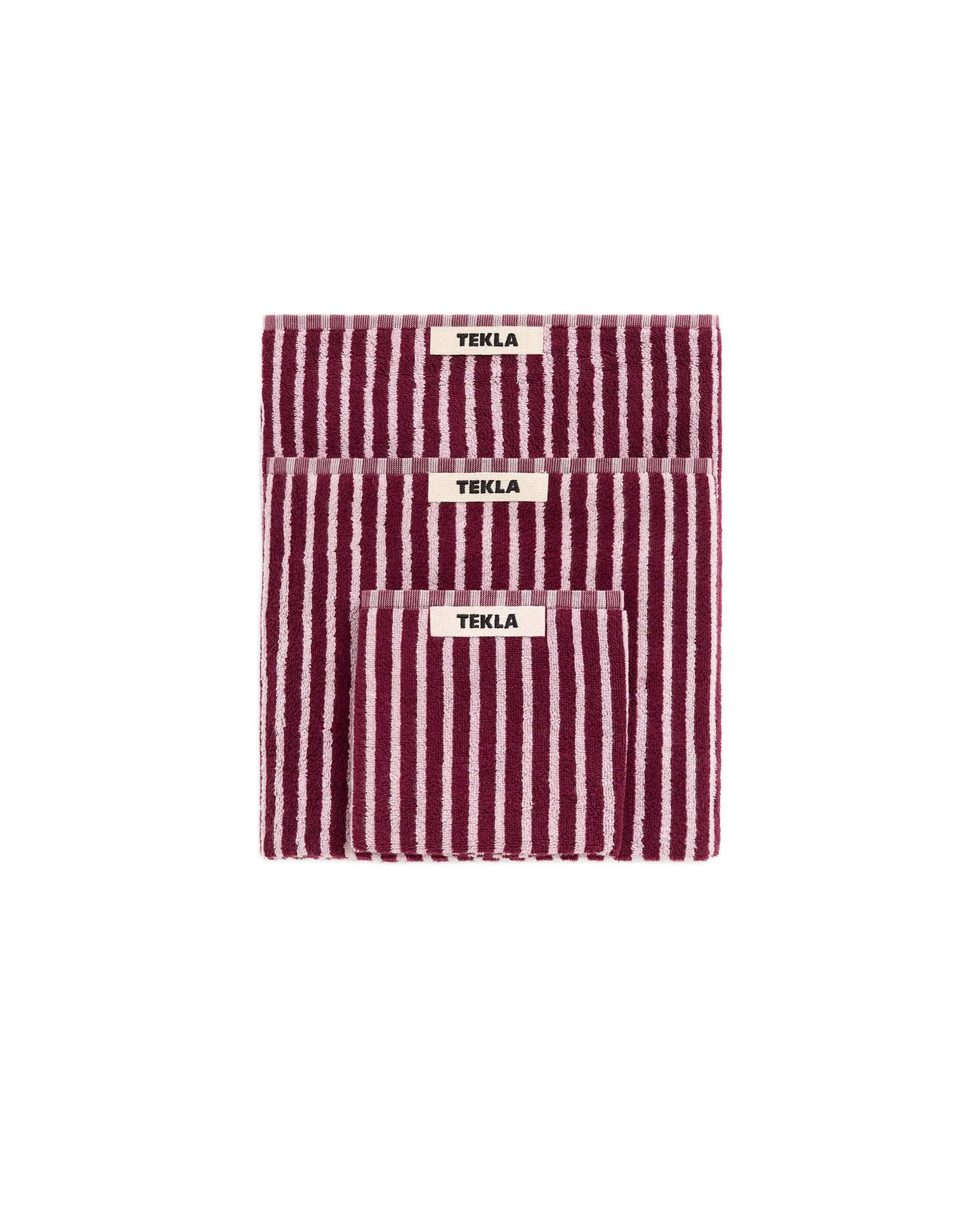 Tekla Terry Bath Towel Red & Rose