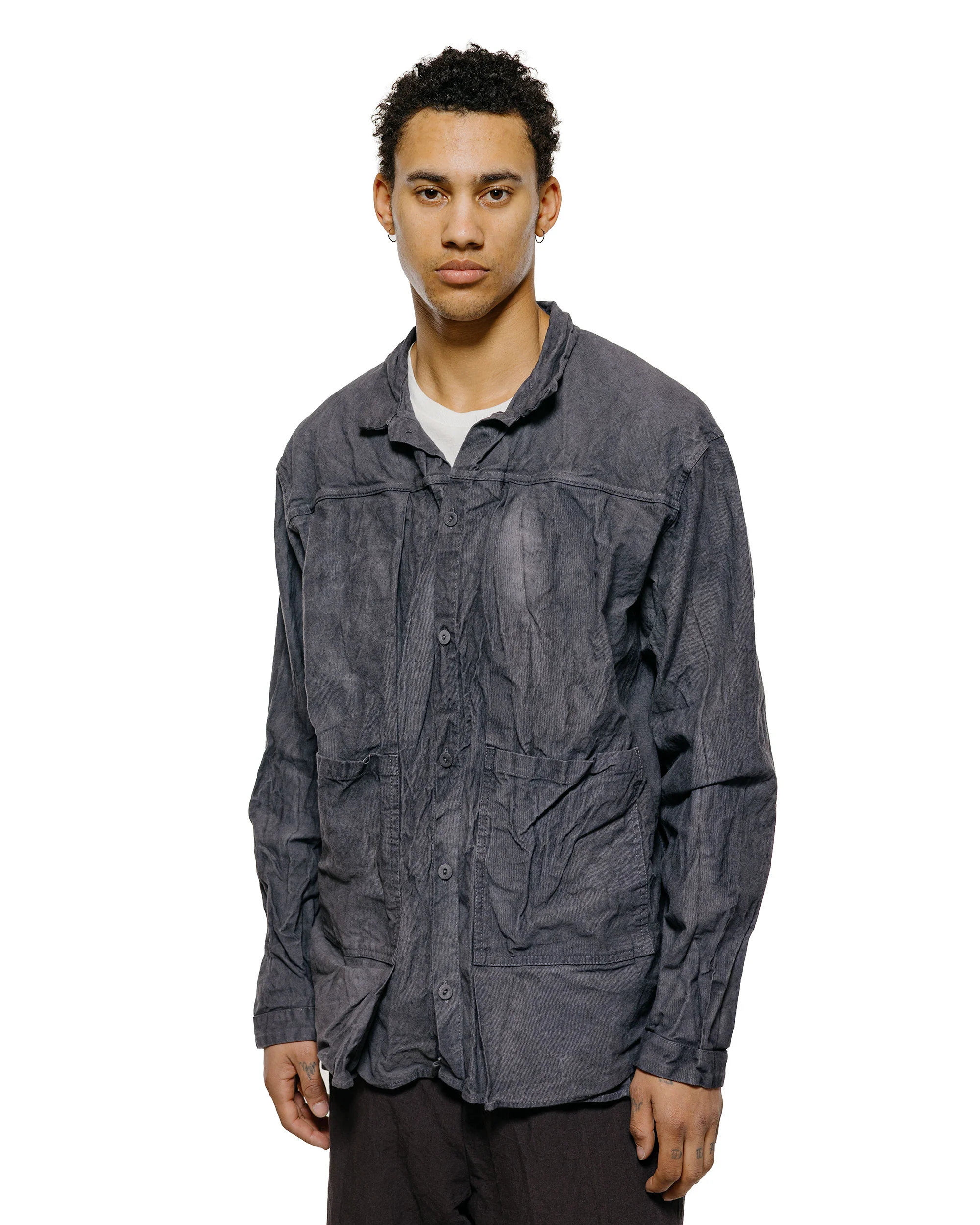 Tender Type 402 Two Birds Shirt Cotton Drop Cloth Grey Logwood - Image 2