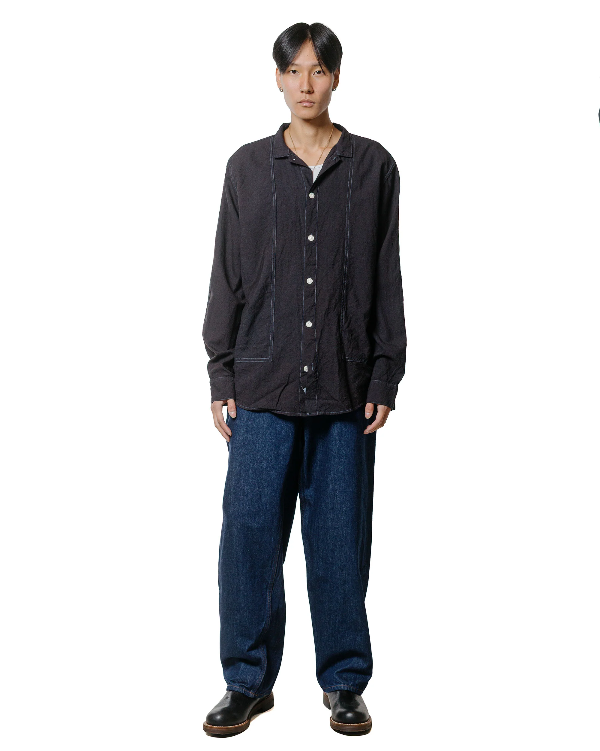 Tender Type 439 Stole Pocket Butterfly Shirt Wool Calico Black Hole - Image 4
