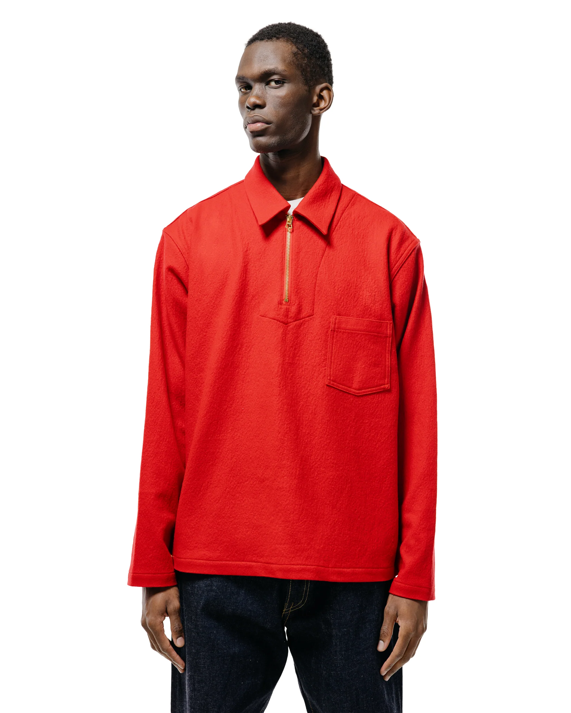 The Corona Utility CSJ006 Half Zip Sailor Jacket Red - Image 2