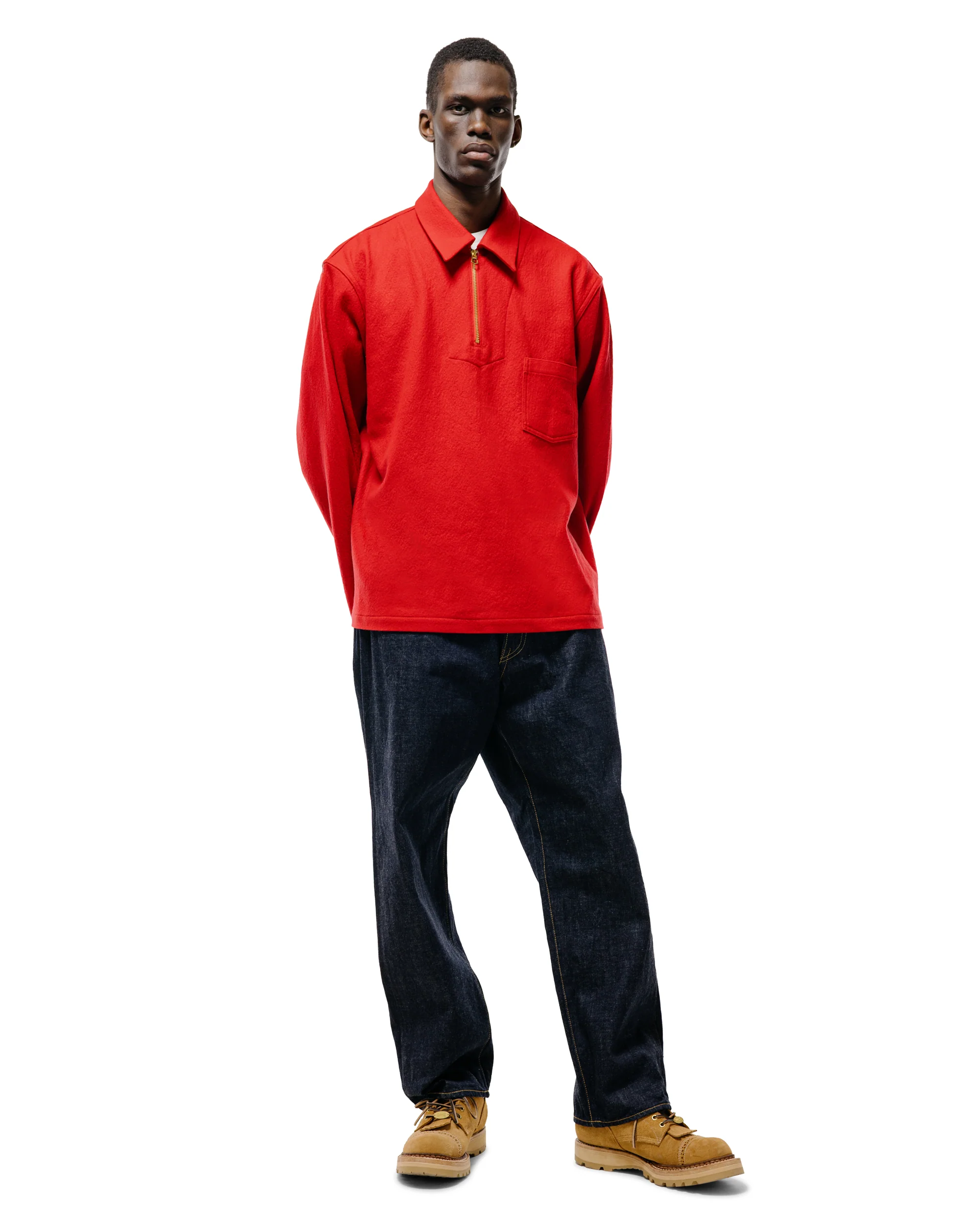 The Corona Utility CSJ006 Half Zip Sailor Jacket Red - Image 5