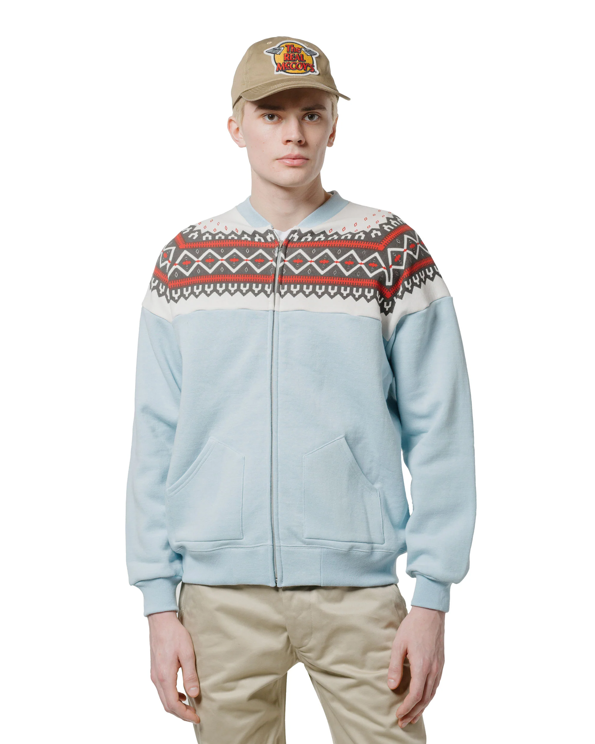 The Real McCoy’s MC24112 Printed Snow Pattern F/Z Sweatshirt Saxe - Image 2
