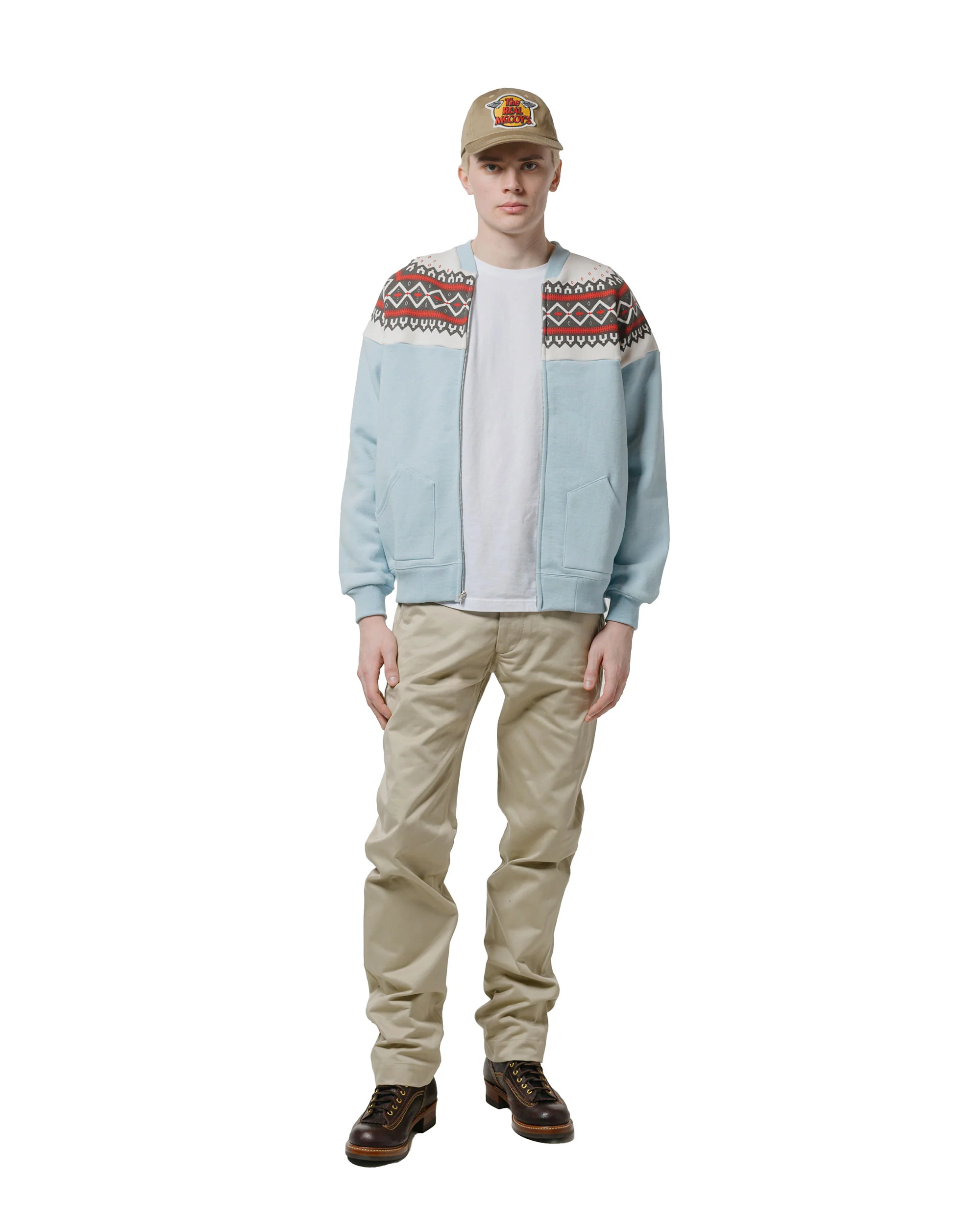 The Real McCoy’s MC24112 Printed Snow Pattern F/Z Sweatshirt Saxe - Image 4