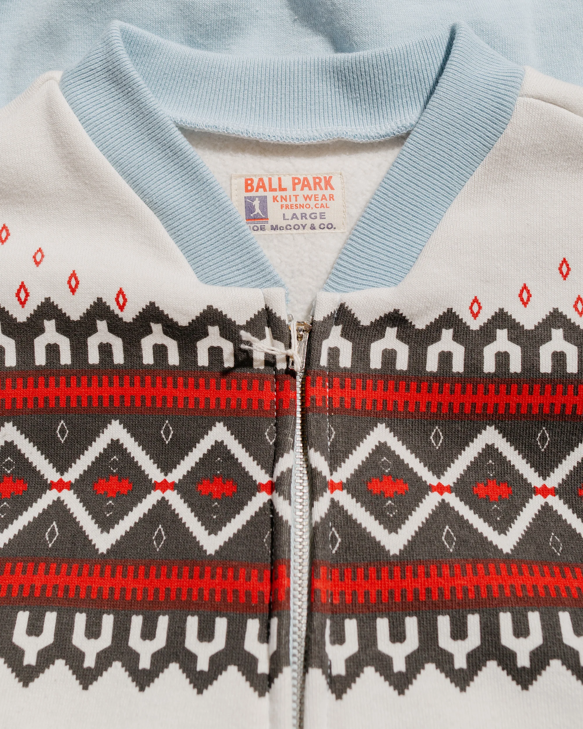 The Real McCoy’s MC24112 Printed Snow Pattern F/Z Sweatshirt Saxe - Image 5
