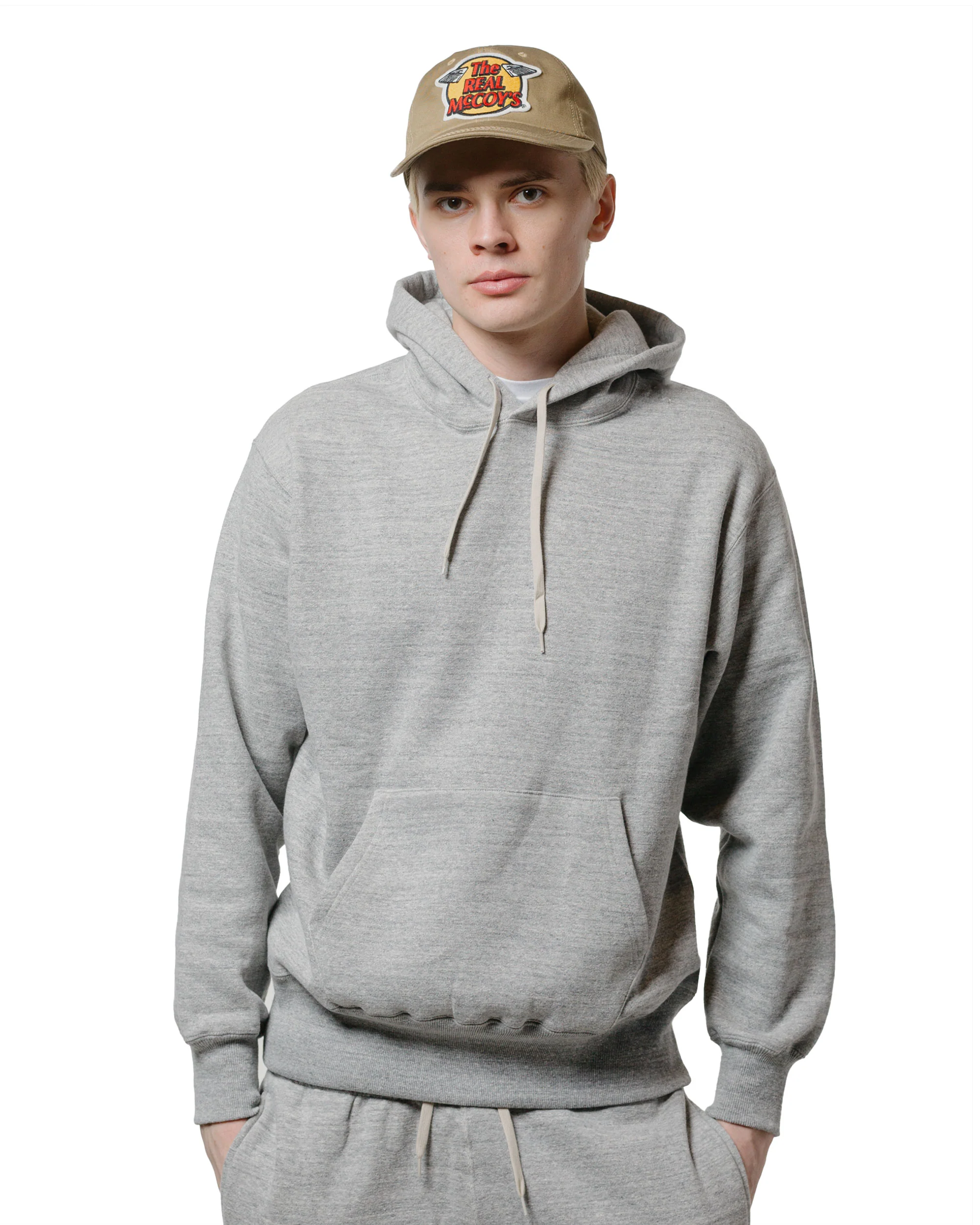 The Real McCoy’s MC24114 10 Oz. Loopwheel Hooded Sweatshirt Gray - Image 2